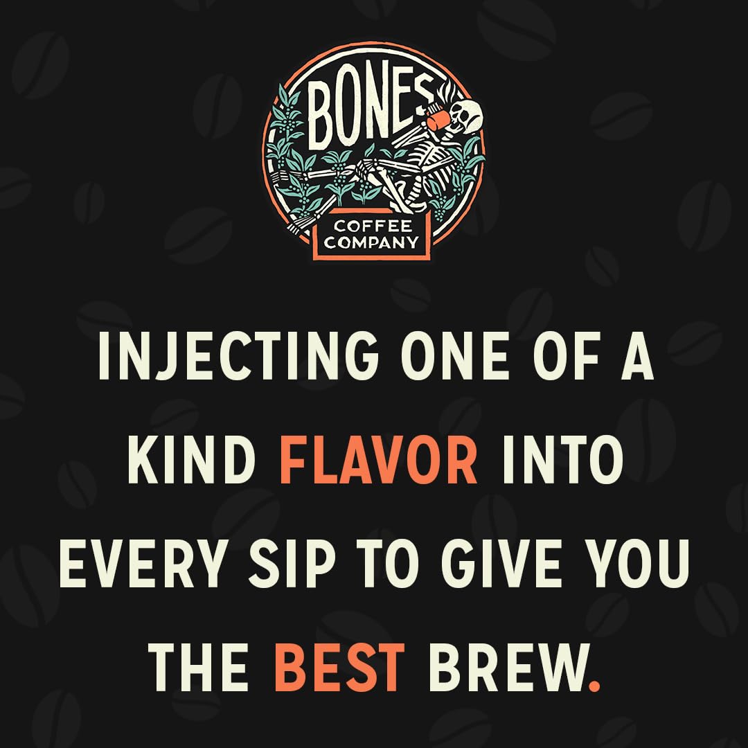 Bones Coffee Company Army of the Dark Chocolate Flavored Coffee, Medium Roast Low Acid Arabica Beans Compatible with Auto drip and French Press Coffee Maker, 12 Oz Ground