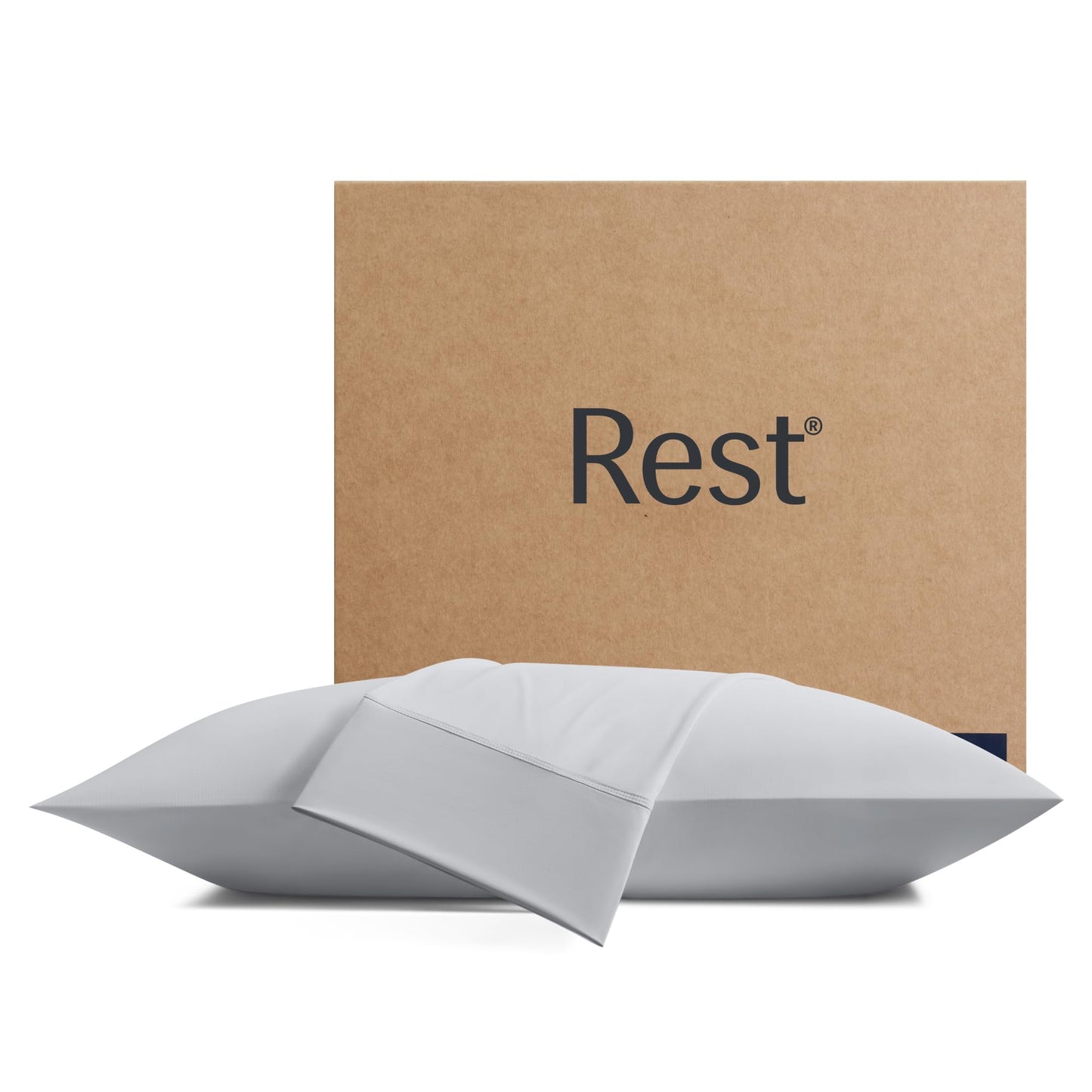 REST® Evercool®+ Cooling Pillow Cases Standard - 2 Pillowcase for Sensitive Skin, Silver Infused Fabric for Hygienic Sleep, Silky Smooth for Curly Hair, High Elastic for Snug Fit (19x29 inches)