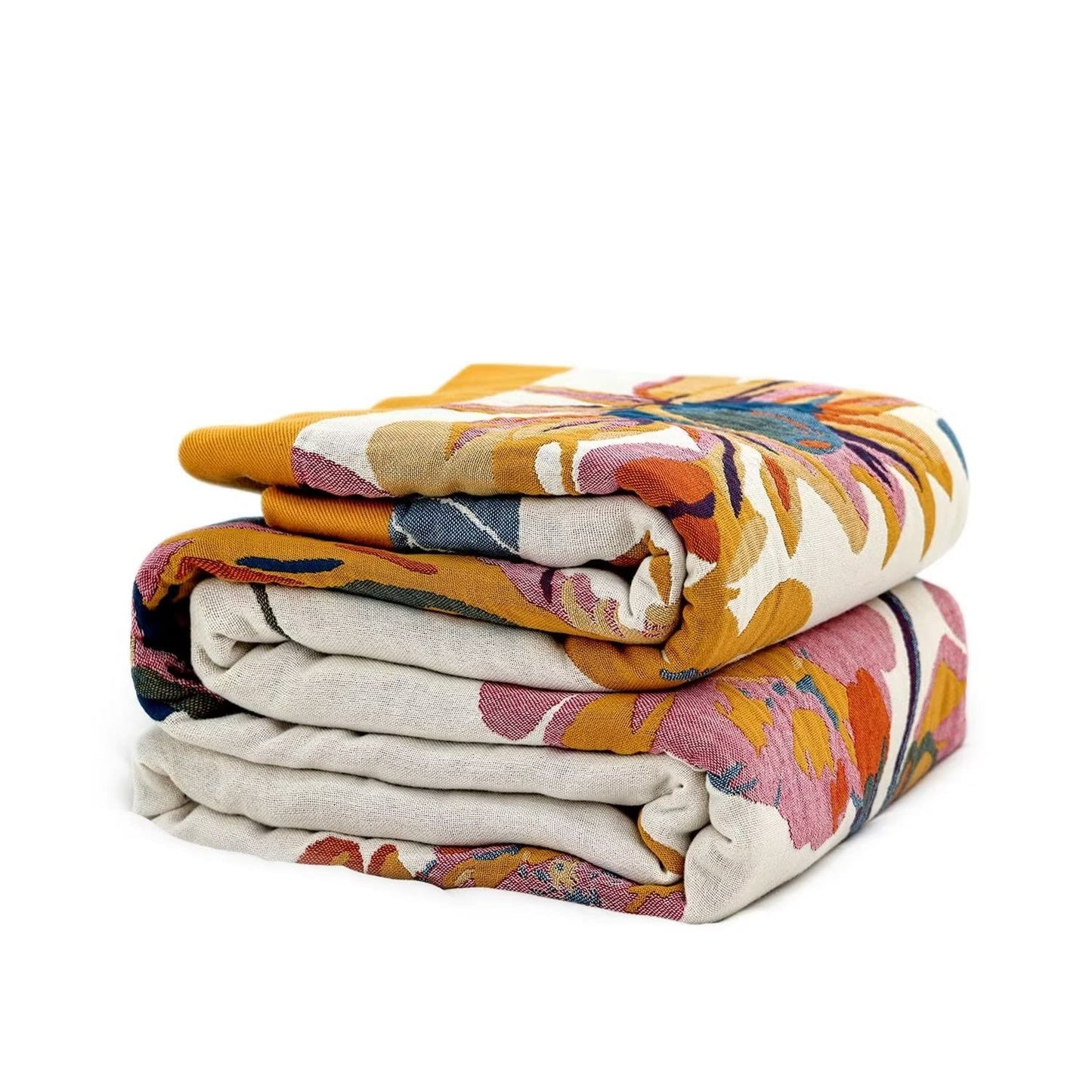 Boho Throw Blanket 100% Cotton Ultra Soft Bed Throw Large Summer Blanket Floral Bird and Butterfly Farmhouse Decor Bed Blankets,60"×80" All Season Blankets for Sofa Couch Chair