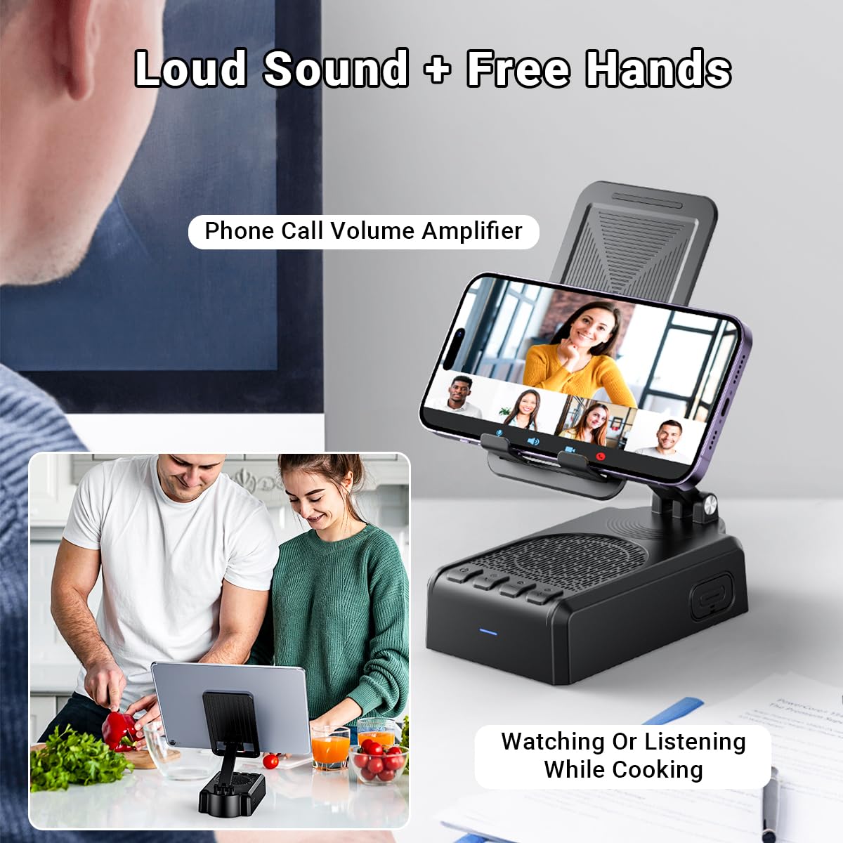 AIKELA Bluetooth Speaker with Video Scrolling Remote and Phone Stand, Phone Speaker Amplifier, Stereo Sound, Adjustable Holder, Gifts for Men Women Teens
