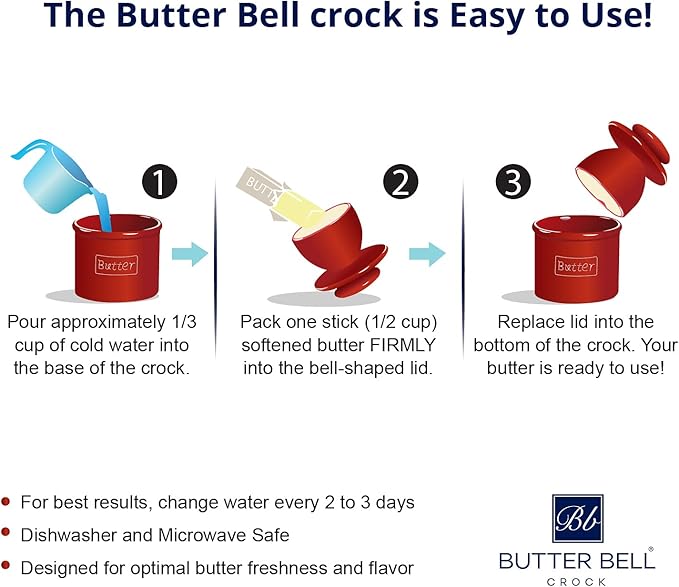 Butter Bell - The Original Butter Bell crock by L Tremain, a Countertop French Ceramic Butter Dish Keeper for Spreadable Butter, Café Matte Collection, Beige