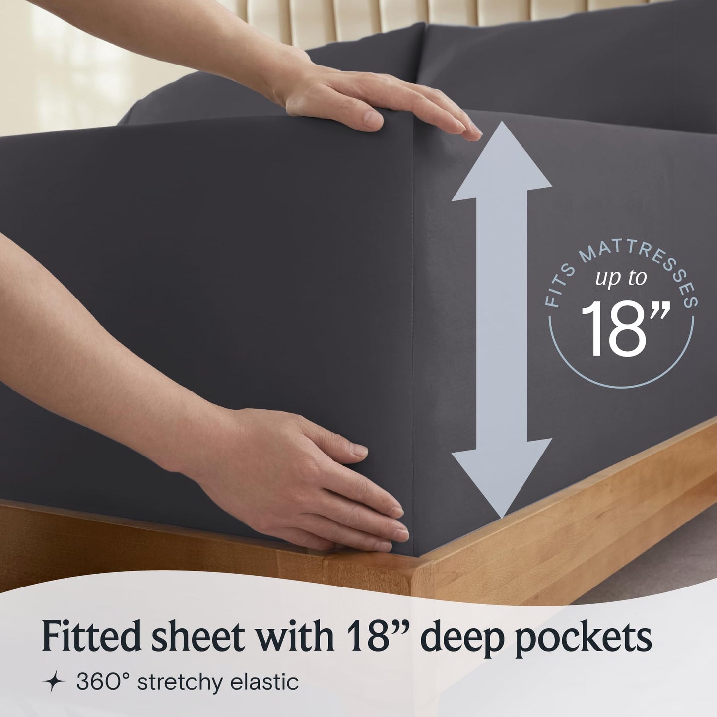 LuxClub 4 PC Queen Sheet Set, Sheets Queen Size, Deep Pockets 18" Wrinkle Free Cooling Sheets Machine Washable Hotel Bedding Silky Soft - Dark Grey Queen