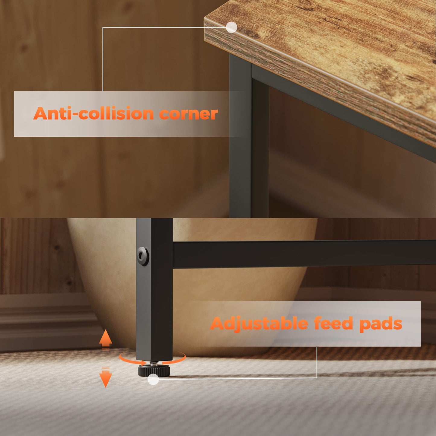 Mericonia Computer Desk, Gaming Desk for Small Spaces, Modern Simple Style Table for Home Office, Study Student Writing Table (Rustic Brown, 48 inch)