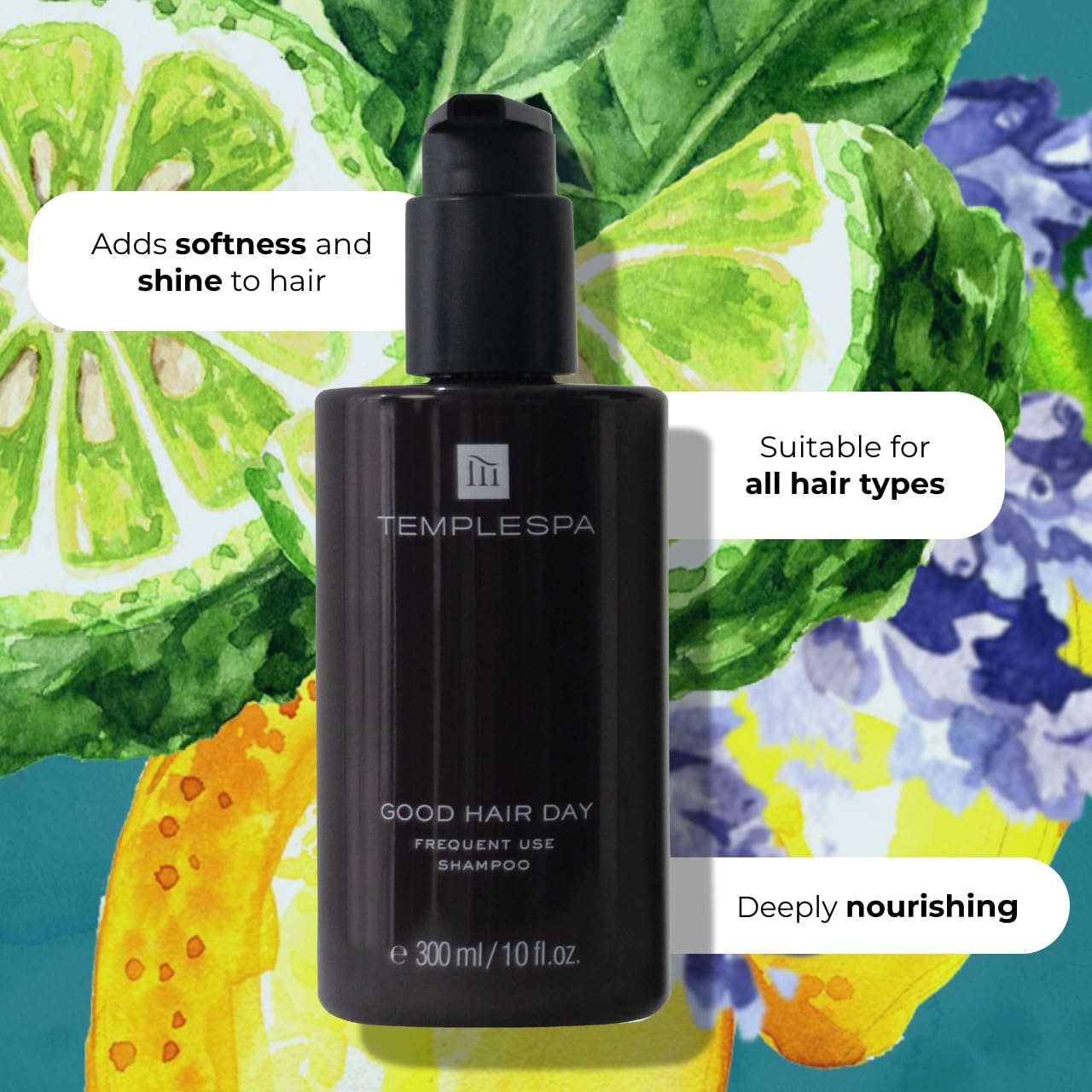 TEMPLESPA | Good Hair Day | Luxury Hair Shampoo for Smooth and Healthy Looking Hair Natural Ingredients, Free from Parabens, Phthalates and Sulphates, Cruelty-Free, Vegan 10 fl.oz.