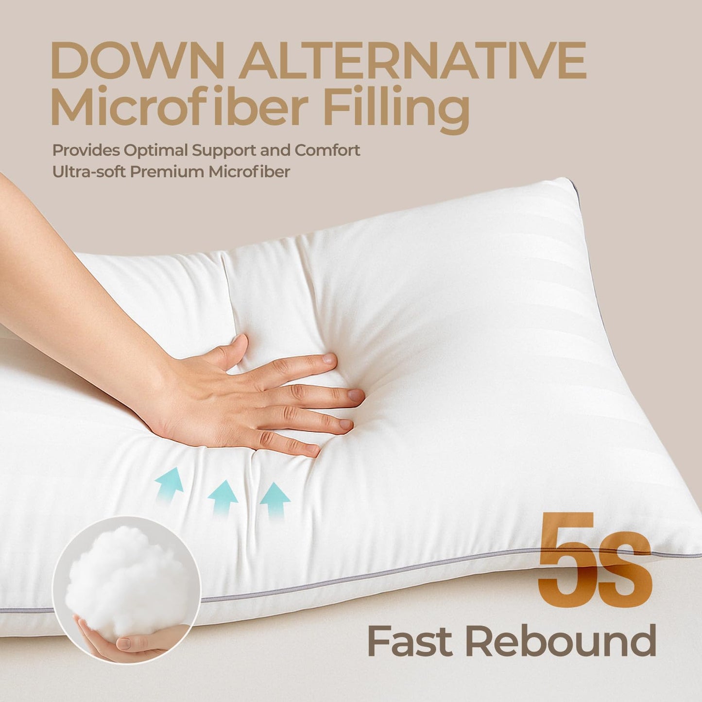 Hotel Collection Fluffy Bed Pillows King Size Set of 2- Down Alternative Pillow-Best Soft Pillows for Sleeping-Pillows for Side,Back and Stomach Sleepers-Relief Neck Pain - 20x34 in