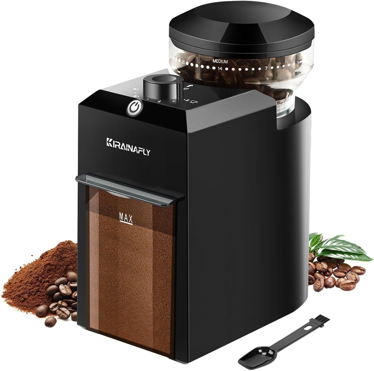 Electric Burr Coffee Grinder,Adjustable coffee grinder with 28 Precise Grind Setting for French Press, Drip Coffee and Espresso,12 Cups, Black