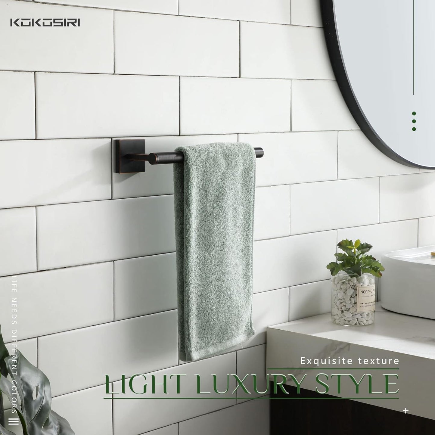 KOKOSIRI Bathroom Towel Bar Hand Towel Holders Wall Mount Screw in Toilet Washroom Rails Stainless Steel Bath Accessories Oil Rubbed Bronze 2 Pack, B3008ORB-P2