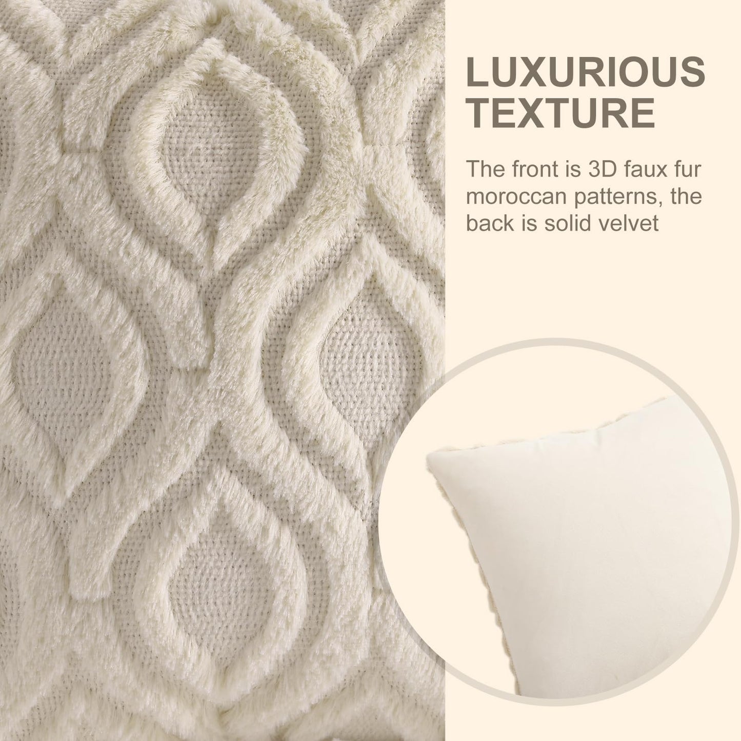 decorUhome Set of 4 Fall Throw Pillow Covers 18x18 Inch, Neutral Decorative Soft Plush Faux Wool Couch Pillow Covers, Farmhouse Pillow Cases for Sofa Bed Living Room Home Decor (Beige/Rust)