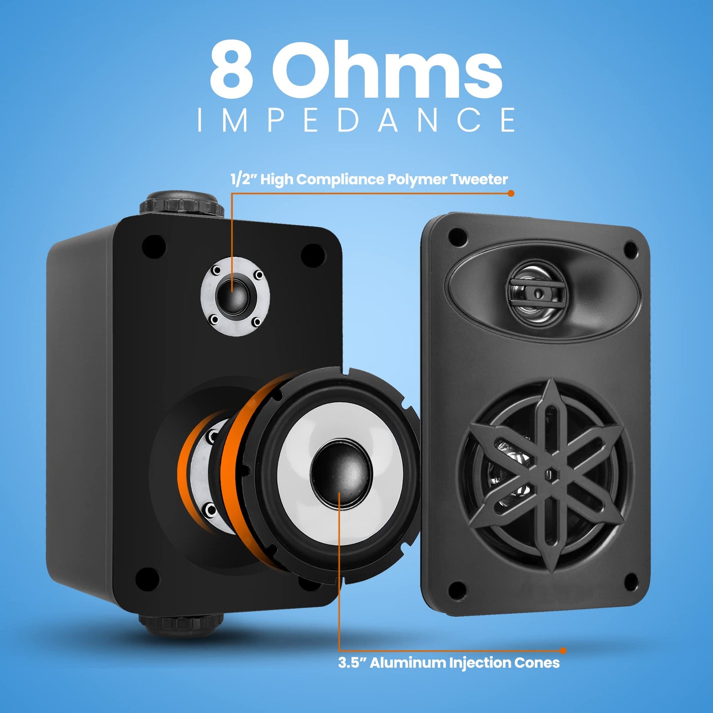 PYLE Outdoor Speakers- Waterproof Marine Grade Speakers, Universal Mounting, Heavy Duty ABS Construction- Boat, Patio, Pool, Indoor Outdoor Use- Black