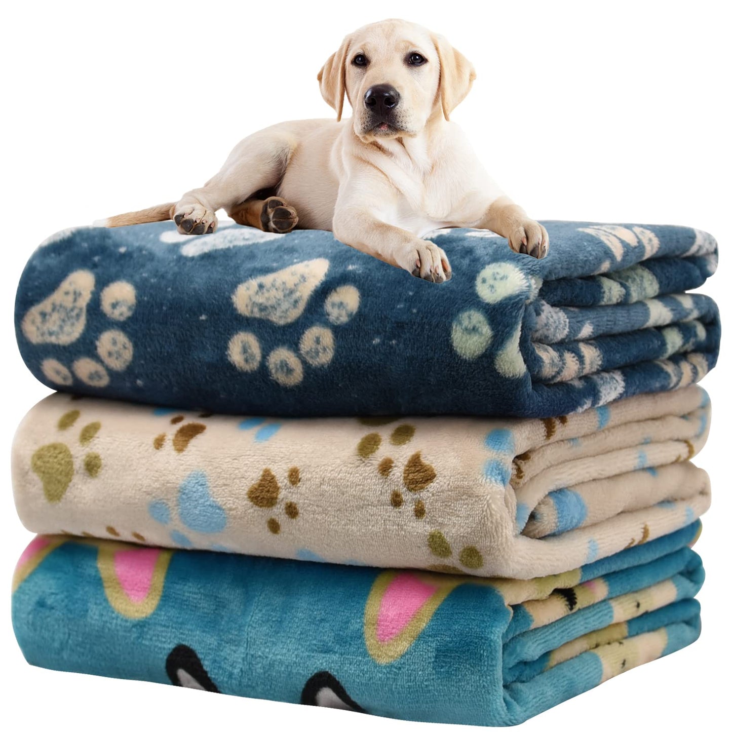 Rezutan 1 Pack 3 Blankets for Dogs, Dog Blankets for Large Dogs, Medium Dog Blanket Super Soft Fluffy Premium Fleece Pet Blanket Flannel Throw for Dog Puppy Cat Paw Blanket(41x31inch)