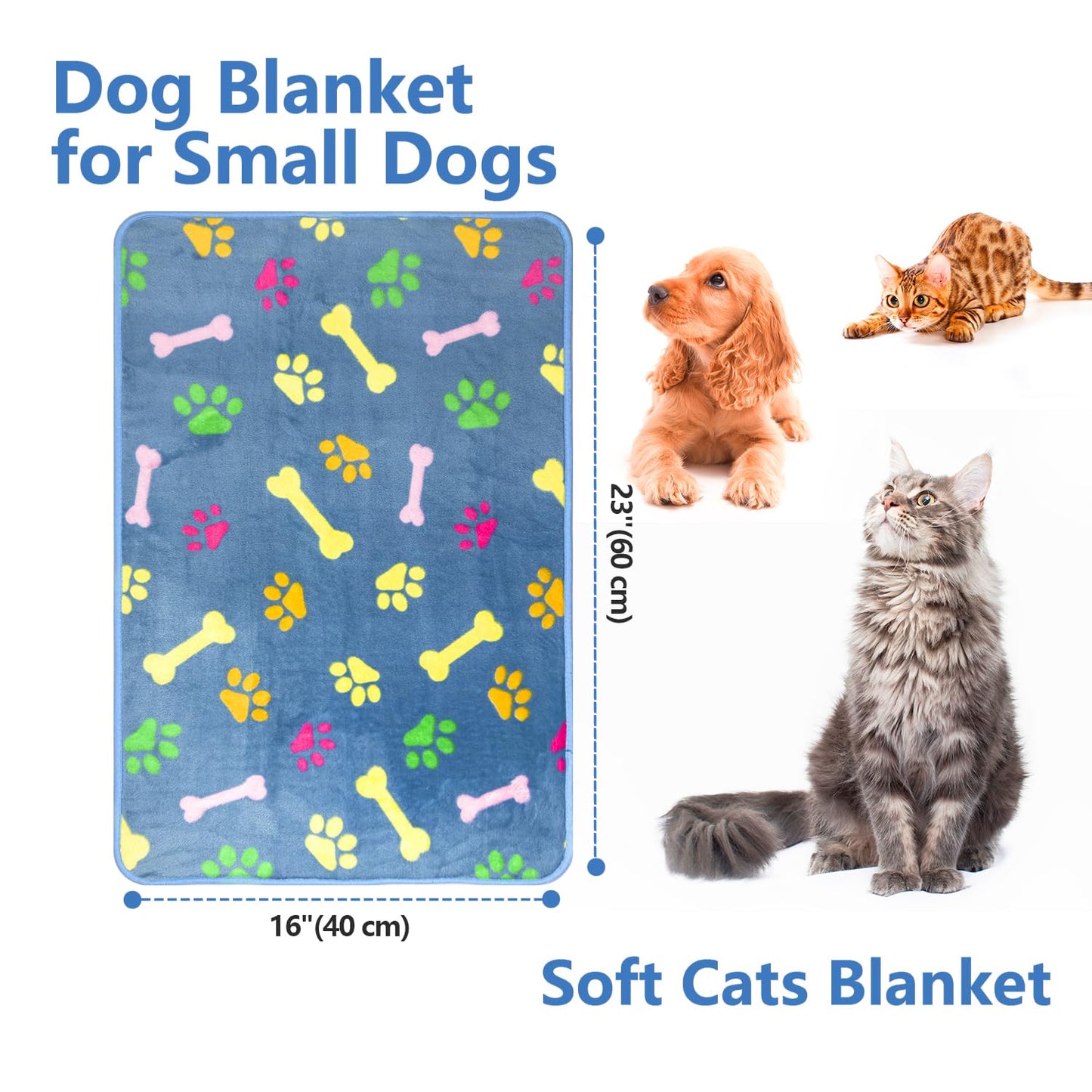 LeapSheep Pet Blankets for Dogs Cats - 3Pack Bone Pattern Super Soft Fluffy Dog Blankets for Small Medium Large Doggy Kitten (Coloful Bones, Small)