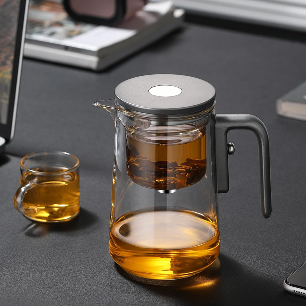 Enchanti Tea Pot - 600ml/20.3oz Witchcraft Magic Glass Teapot, Magnetic Water Separation Design, Borosilicate Infuser Pot with Strainer for Loose Leaf & Herbal Teas, Ideal for Tea Maker