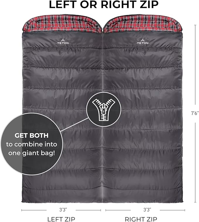 Teton Celsius XXL Sleeping Bag, Cold Weather Sleeping Bags for Adults and Kids, Camping Made Easy and Warm. Compression Sack Included, 35F, 25F, 0F, 20F Degree