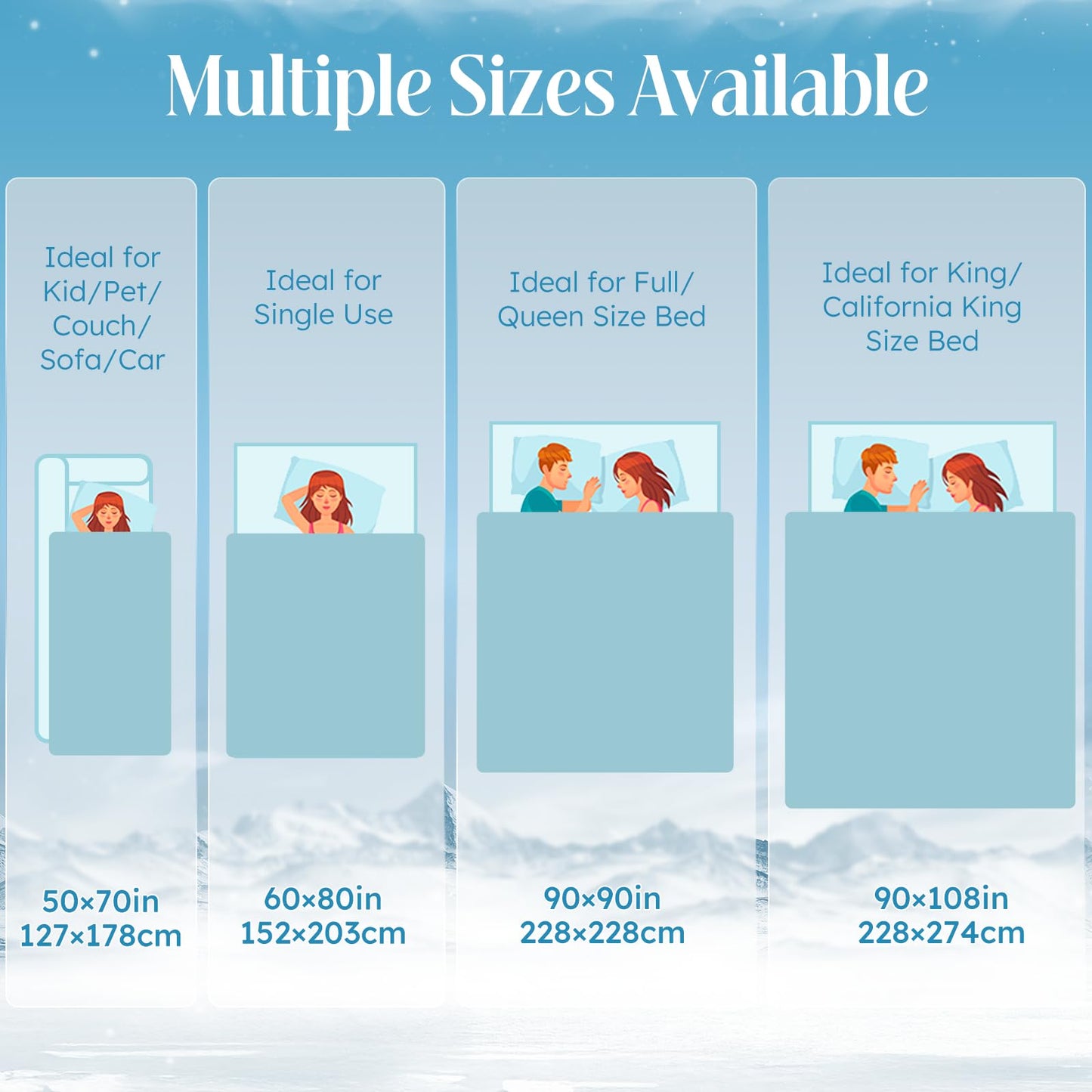 OIGAE Cooling Blanket for Hot Sleepers – Thin Summer Cooling Blanket Throw Size, Q-Max >0.5 Lightweight Cooling Throw Blanket for Bed, Couch, or Sofa – Snowflake Cool Blankets, (Blue, 50" x 70")