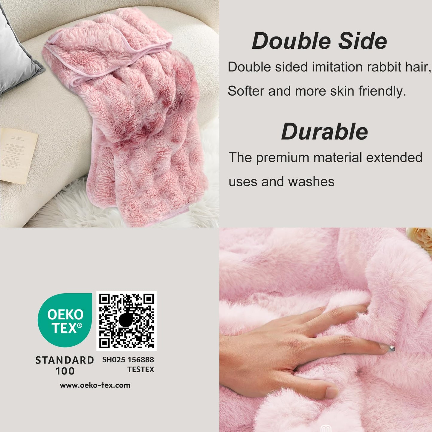 Bcareself Ultra Soft Fluffy Throw Blanket for Women & Men, Plush Sherpa Fleece Cozy Warm Fuzzy Blanket, Luxe Faux Fur Thick Minky Blanket for Couch, Bed, Sofa
