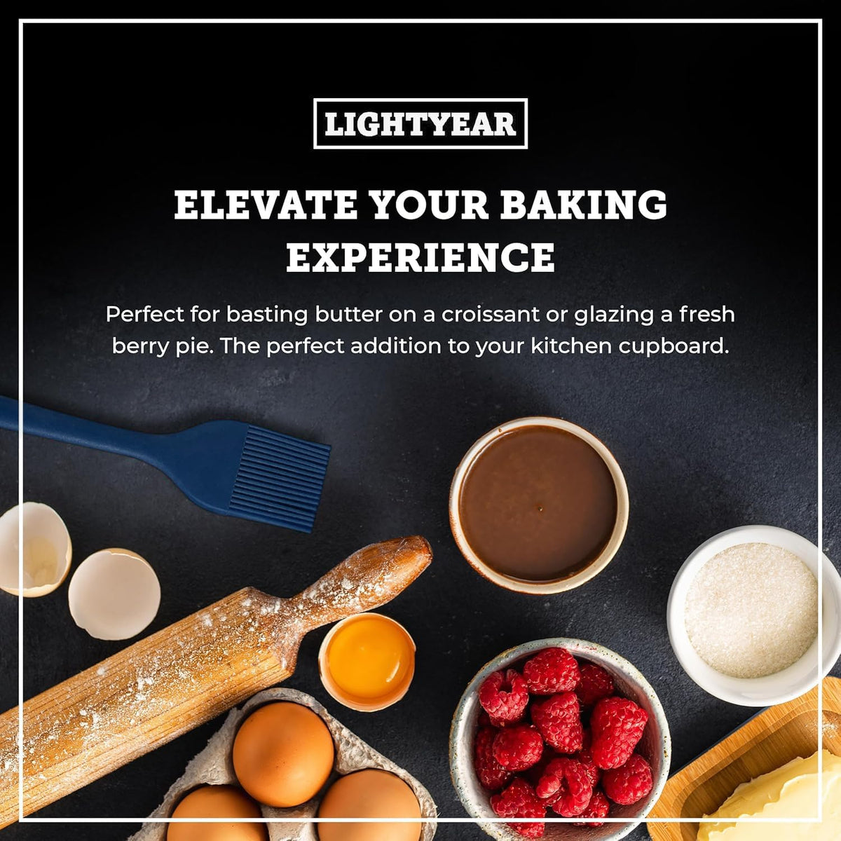 Lightyear Silicone Basting Pastry Brush Set (2 Pcs) ❘ 450°F Heat Resistant Oil Brush for Your Kitchen - Ideal For BBQ’s, Baking & Cooking | 100% Food Grade Silicone - BPA Free & Dishwasher Safe (Blue)