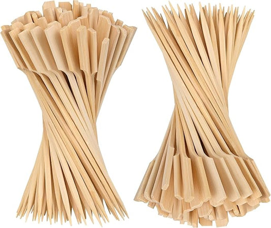 Bamboo Skewers, 200 PCS, 10 Inch, Premium Quality Craft, Paddle Design, Perfect for Cocktail Toothpicks, Kebabs, Grills, BBQ, Sandwiches, Fruits, Great Value Set
