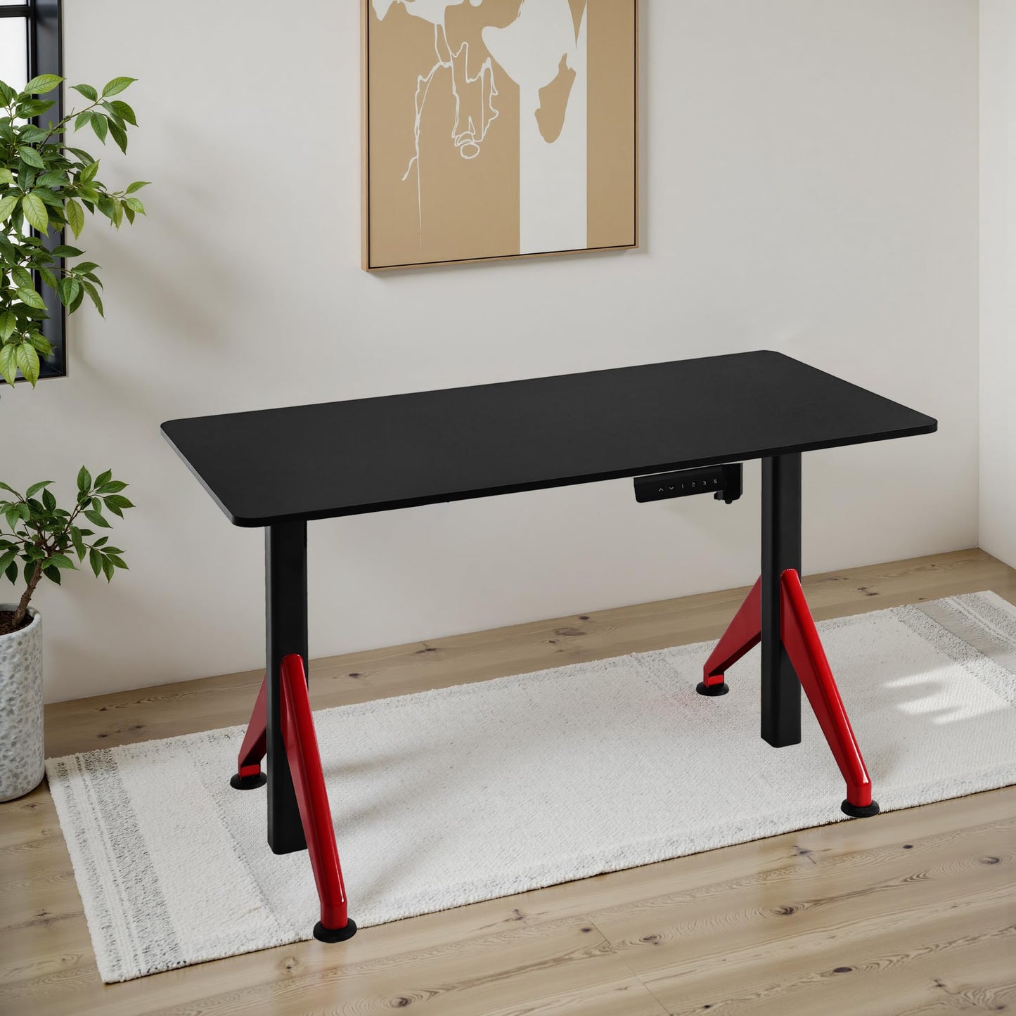 Fromann Electric Sit Standing Desk 47.2×23.6 Inches Height Adjustable Sit Stand up Desk for Home Office (Black)