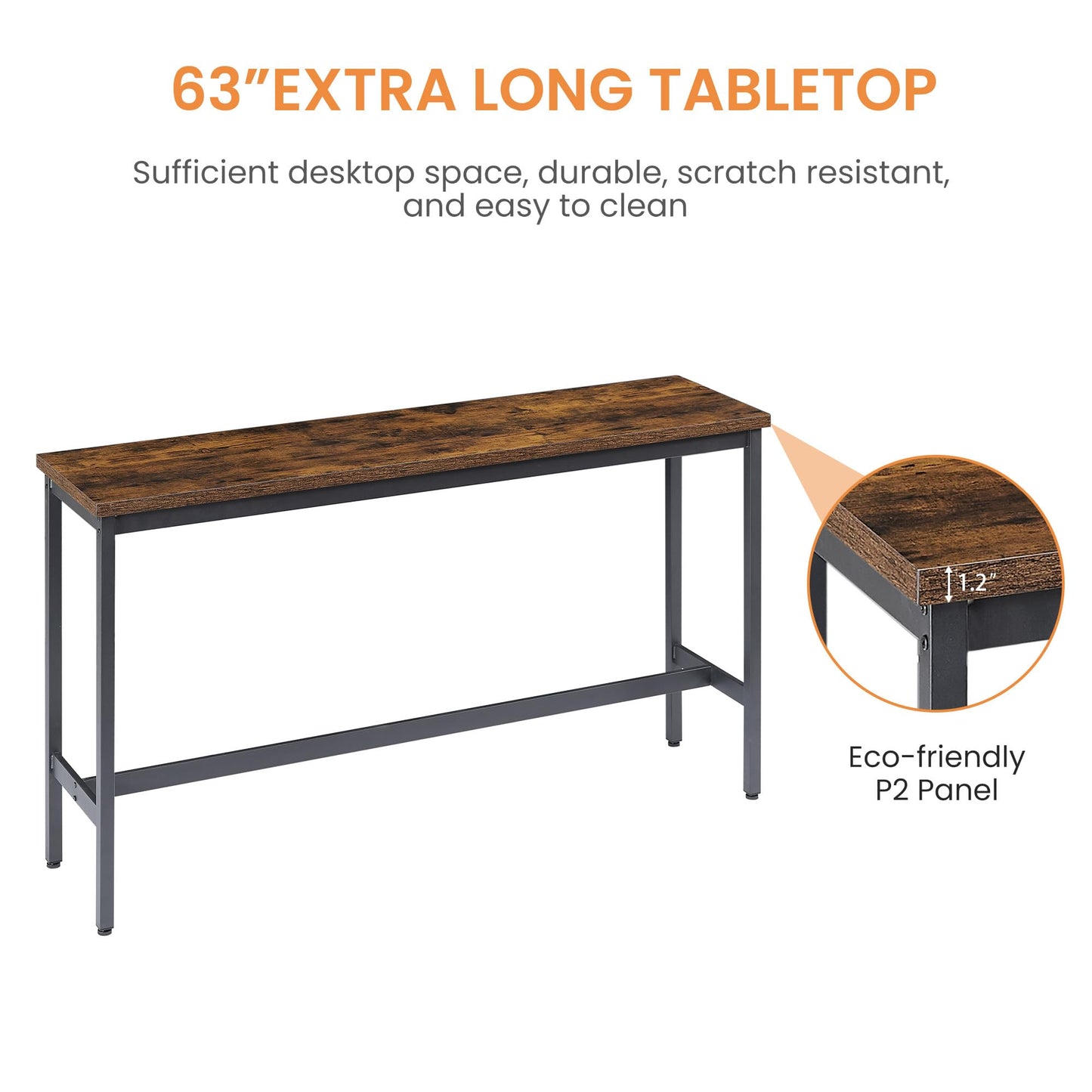 Tmsan 63" L Bar Table and Chairs Set for 3, 4 Piece Long Rectangle Pub Bistro Dining Table Set with 3 PU Upholstered Bar Stools, Counter Height for Kitchen Restaurant