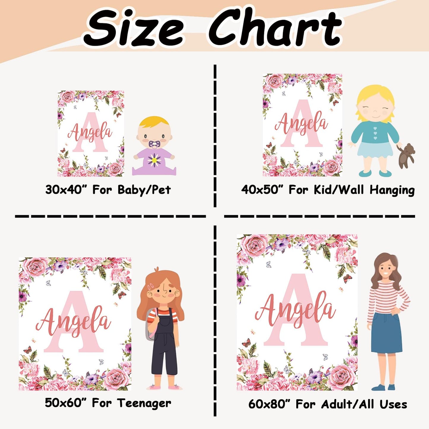 Corissy Ships Next Day, Personalized Baby Blankets, Custom Baby Blanket with Name for Girls,Gift for Chrismas Birthday Memorial Day, Customized Flannel Blanket for Kids Adults 30"X40"