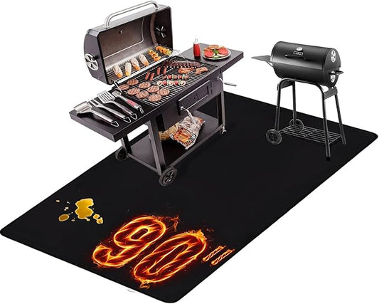 Extra Large Grill Mat 90x48 Inches – Fireproof, Waterproof & Oil-Proof Deck and Patio Protector for Outdoor BBQ