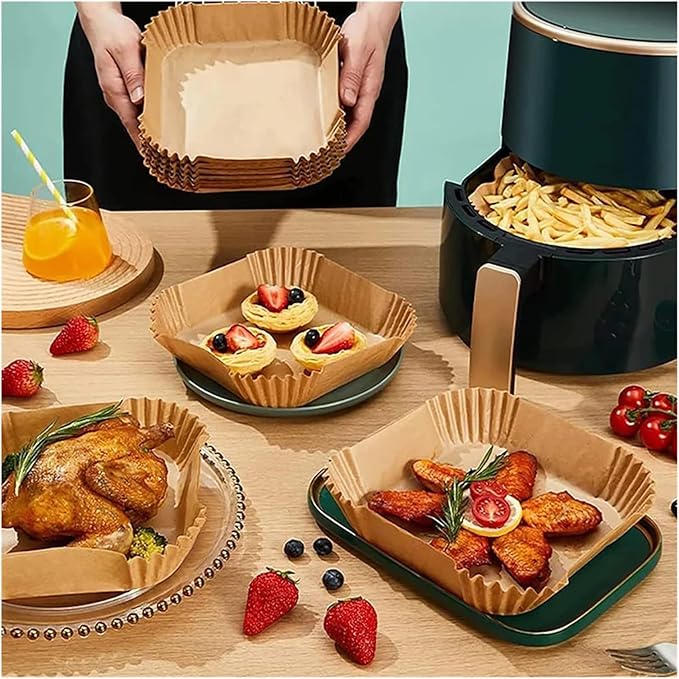 Large Air Fryer Disposable Paper Liners Nonstick 23cm Oven Airfryer Parchment Baking Paper ，Compatible For Ninja，Compatible For COSORI ，Grill Cooking Basket(16cm round,50PC)