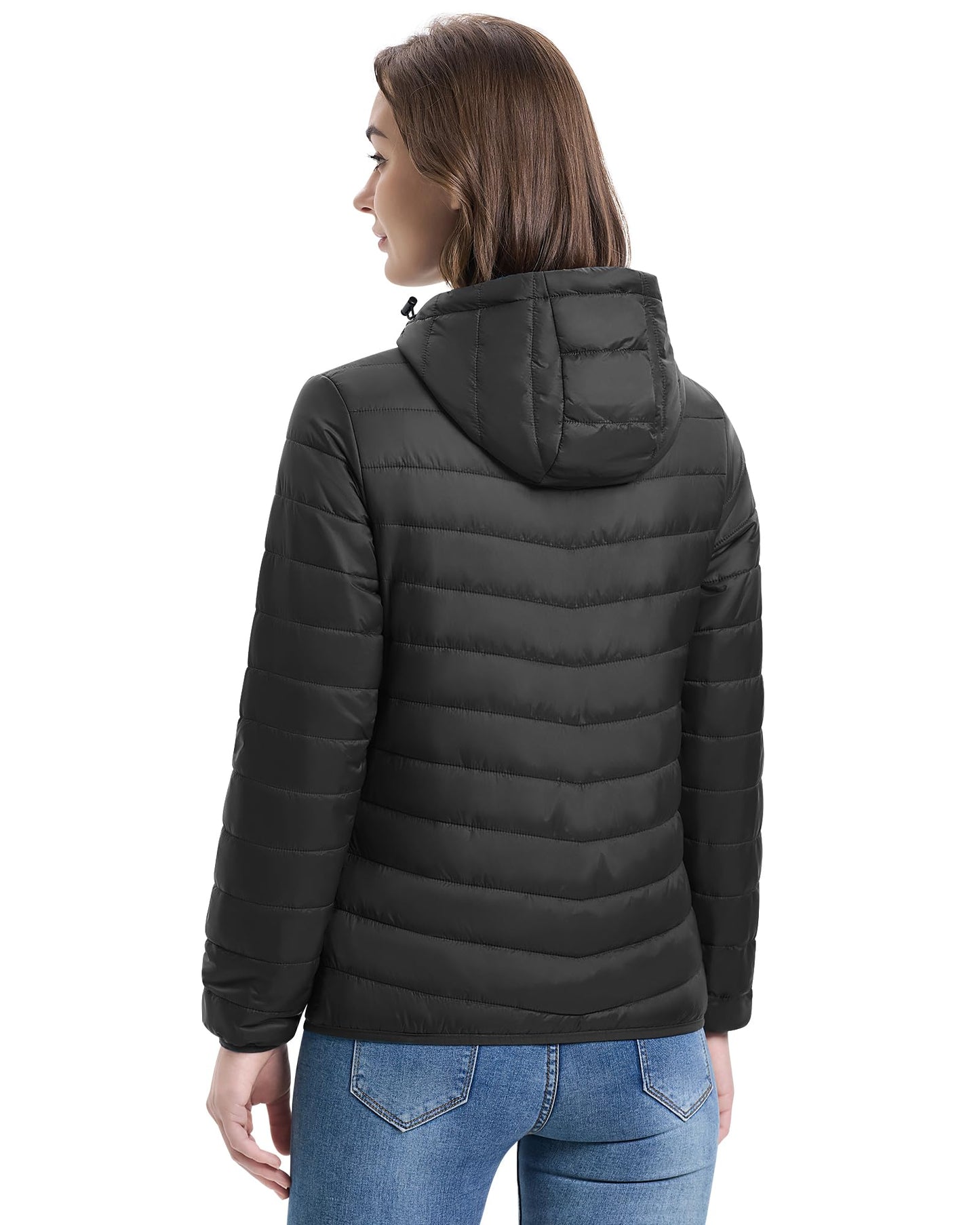 33,000ft Women's Hooded Packable Puffer Jacket Lightweight Warm Puffy Quilted Winter Coat
