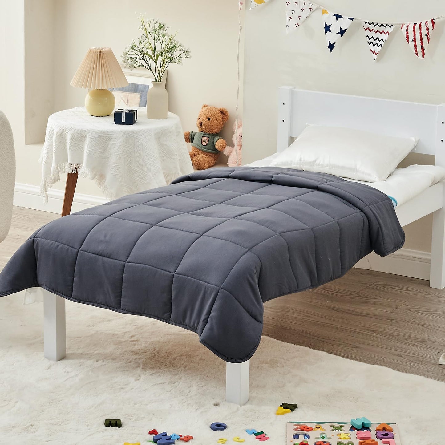 yescool Weighted Blanket (7 lbs, 41" x 60", Grey) Cooling Heavy Blanket for Sleeping Perfect for 60-90 lbs, Breathable Blanket with Premium Glass Bead, Machine Washable