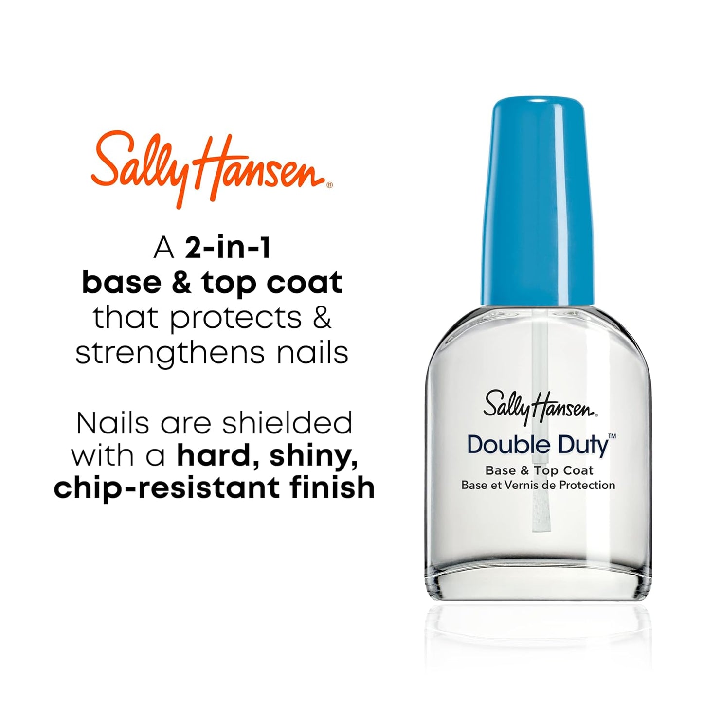 Sally Hansen Double Duty™, Base and Top Coat, Quick Dry, Long Lasting, Streak-Free Shine, Clear Nail Polish