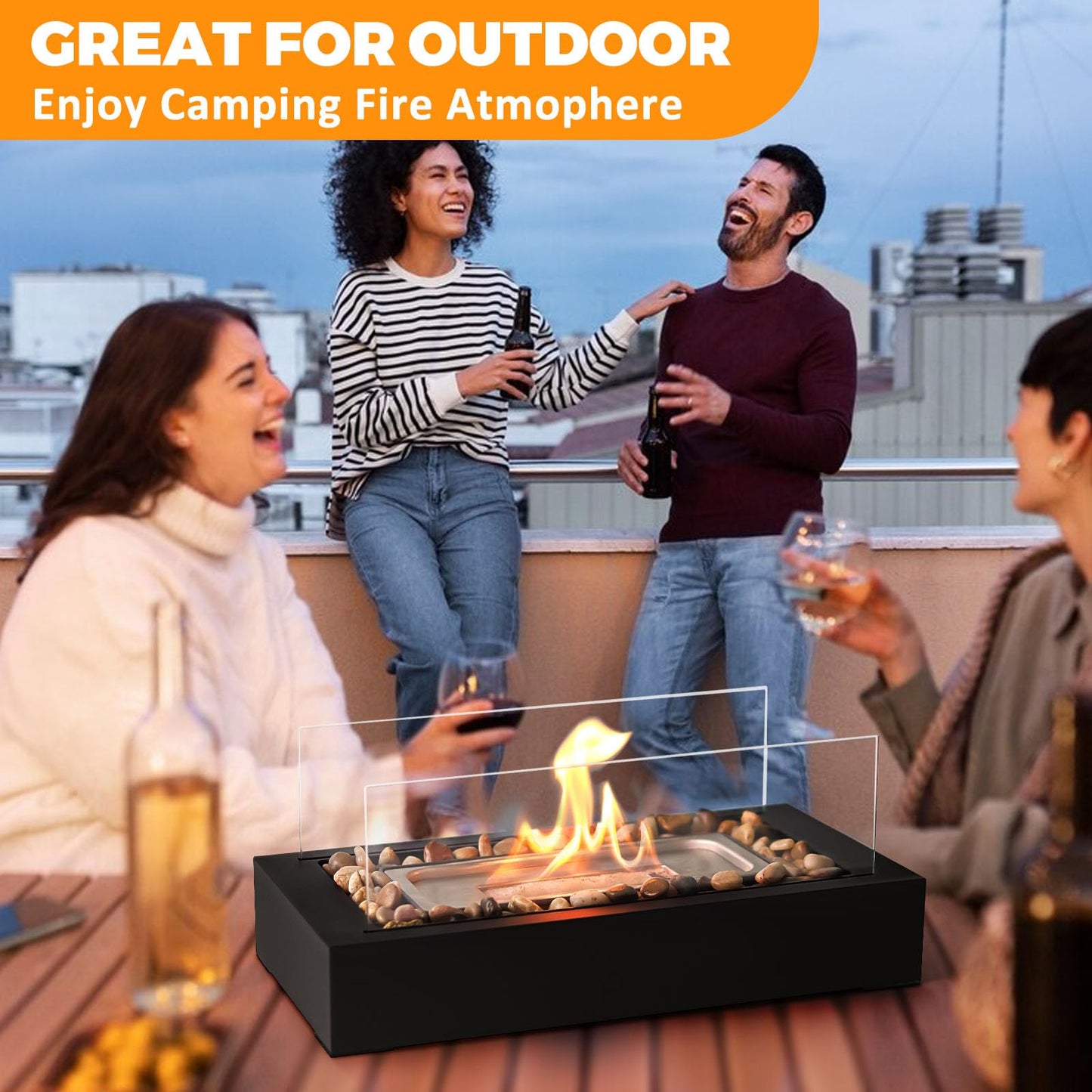 Smores Maker Kit - US Patent Design - Portable Tabletop Flame with Stones Decorated for Movie Nights, Yard, Gift for Home Decor, Housewarming, Parties and Weddings (Gel was not Included)