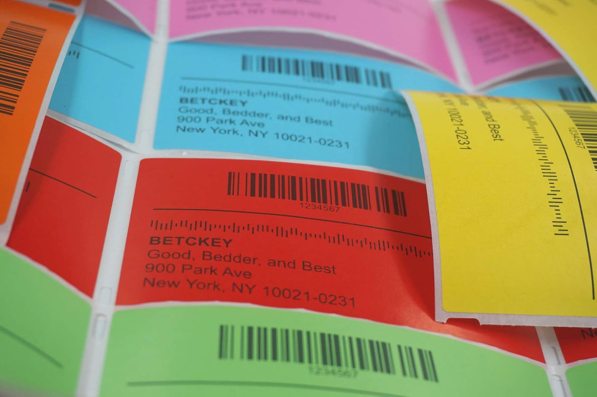 BETCKEY - 2.25" x 1.25" UPC Barcode & Multipurpose Labels Compatible with Zebra & Rollo Label Printer,Premium Adhesive & Perforated[Green, 6 Rolls, 6000 Labels]