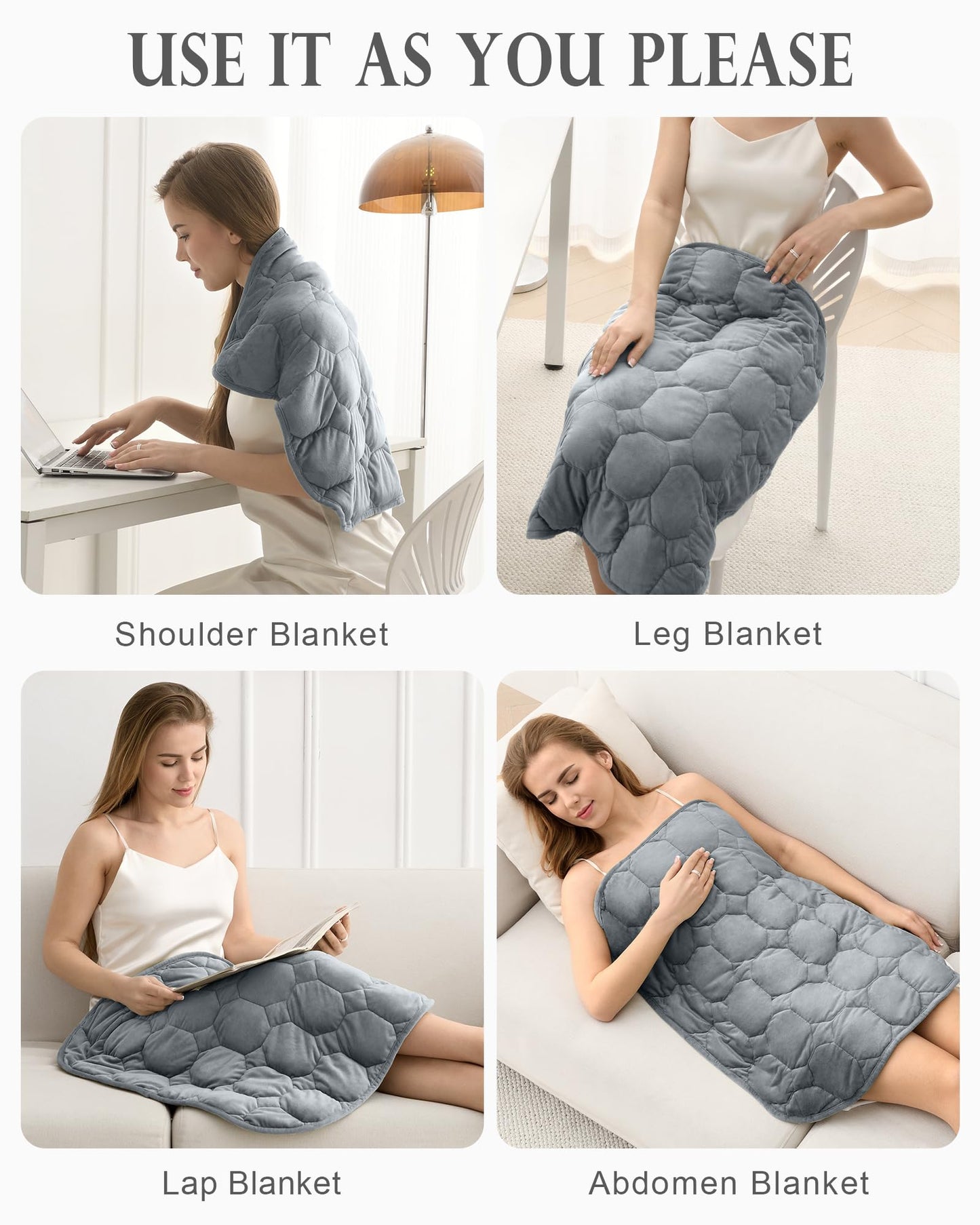 Cottonblue Weighted Lap Blanket 7lbs, Cozy Luxury Crystal Velvet Weighted Blanket for Adults, Small Weighted Blanket for Relaxation, Sleeping, Travel, Grey, 29" x 24"