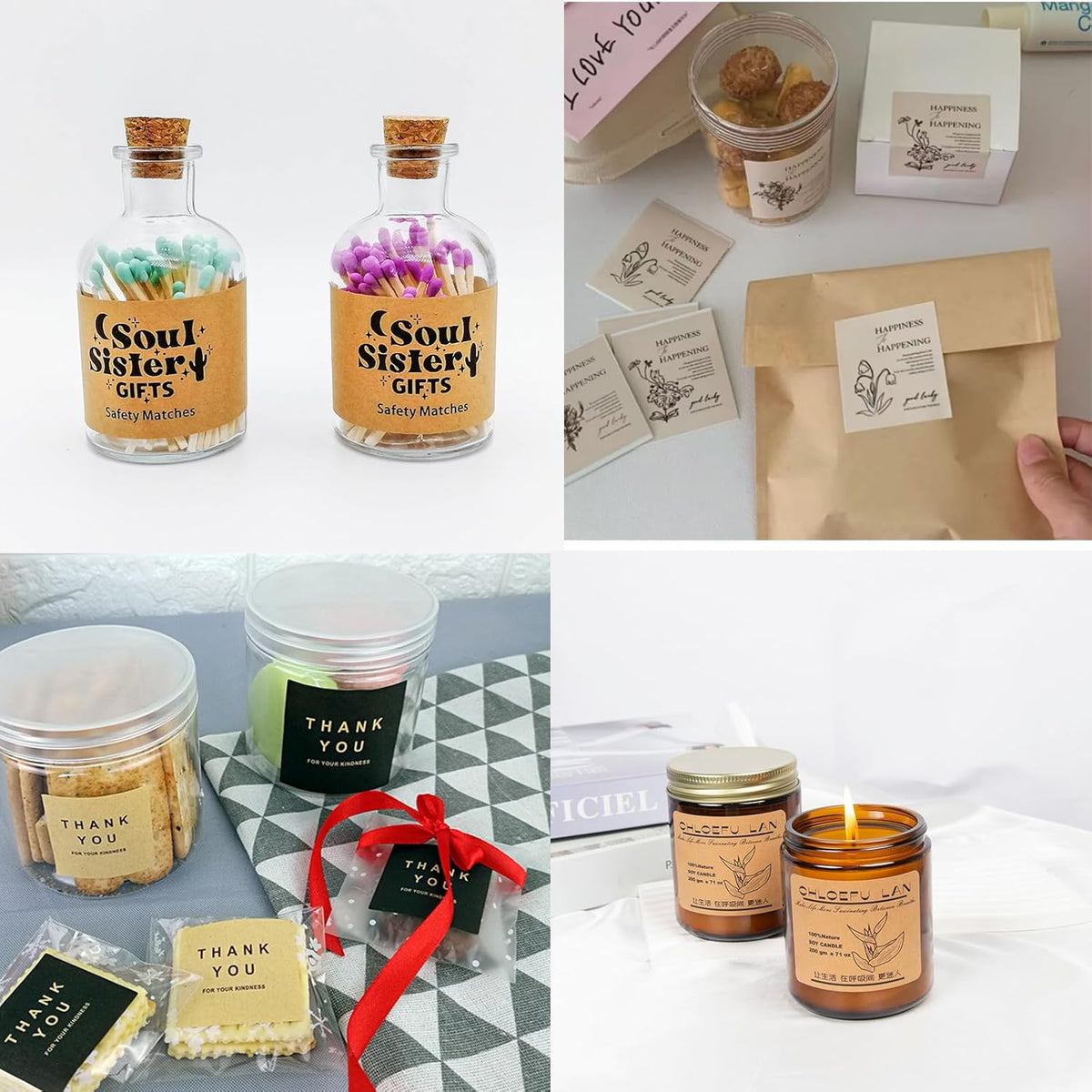 Custom Stickers Personalized Square Kraft Paper Sticker Customizable Floral Wreath Labels, Stickers for Mason Jars, Wedding Favors, Gift Tags, Party Packaging (Style 8)