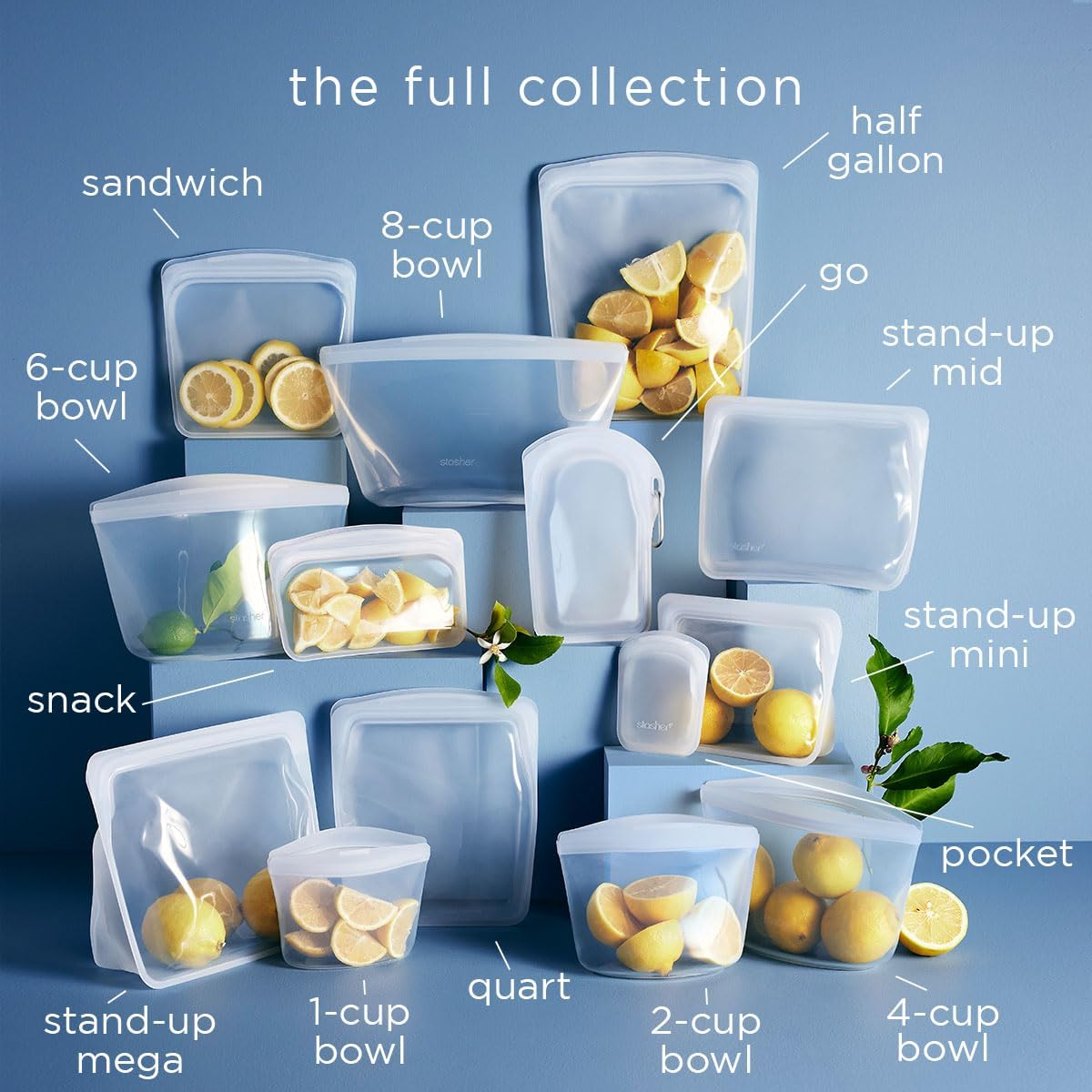 Stasher Premium Silicone Reusable Food Storage Sandwich Bag, Yellow, Microwave, Sous Vide, Dishwasher, Oven and Freezer Safe, BPA Free, Leak-free, Eco-friendly, 28 Oz