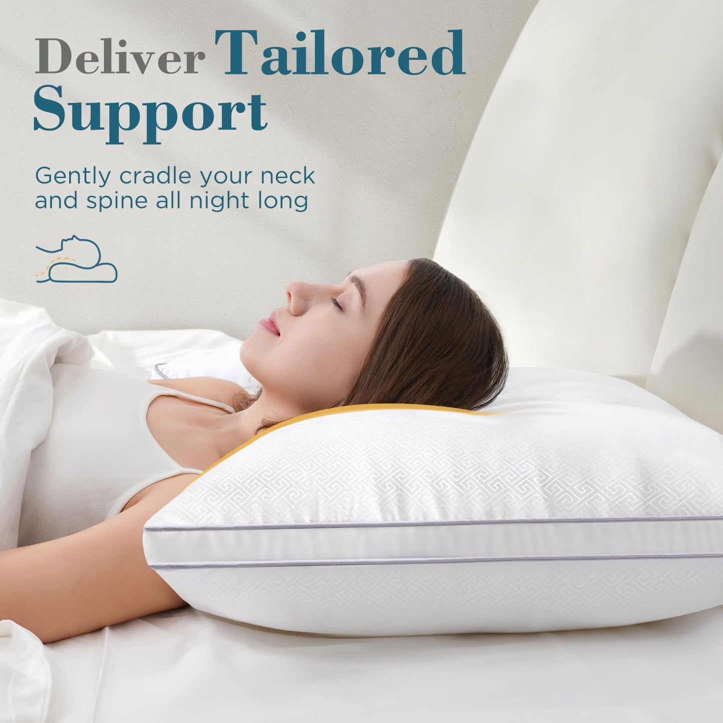 viewstar Pillows Queen Size Set of 2, Hotel Quality, Down Alternative Gusseted Bed Pillows for Side, Back, or Stomach Sleepers, White
