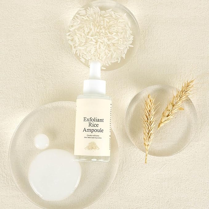 Rice Exfoliating Ampoule Set, White Black Rice Exfoliant Serum, Body and Face Exfoliator, Peeling Ampoule & Dead Skin Remover - Gentle Peel and Pore Minimizing & Deep Hydration