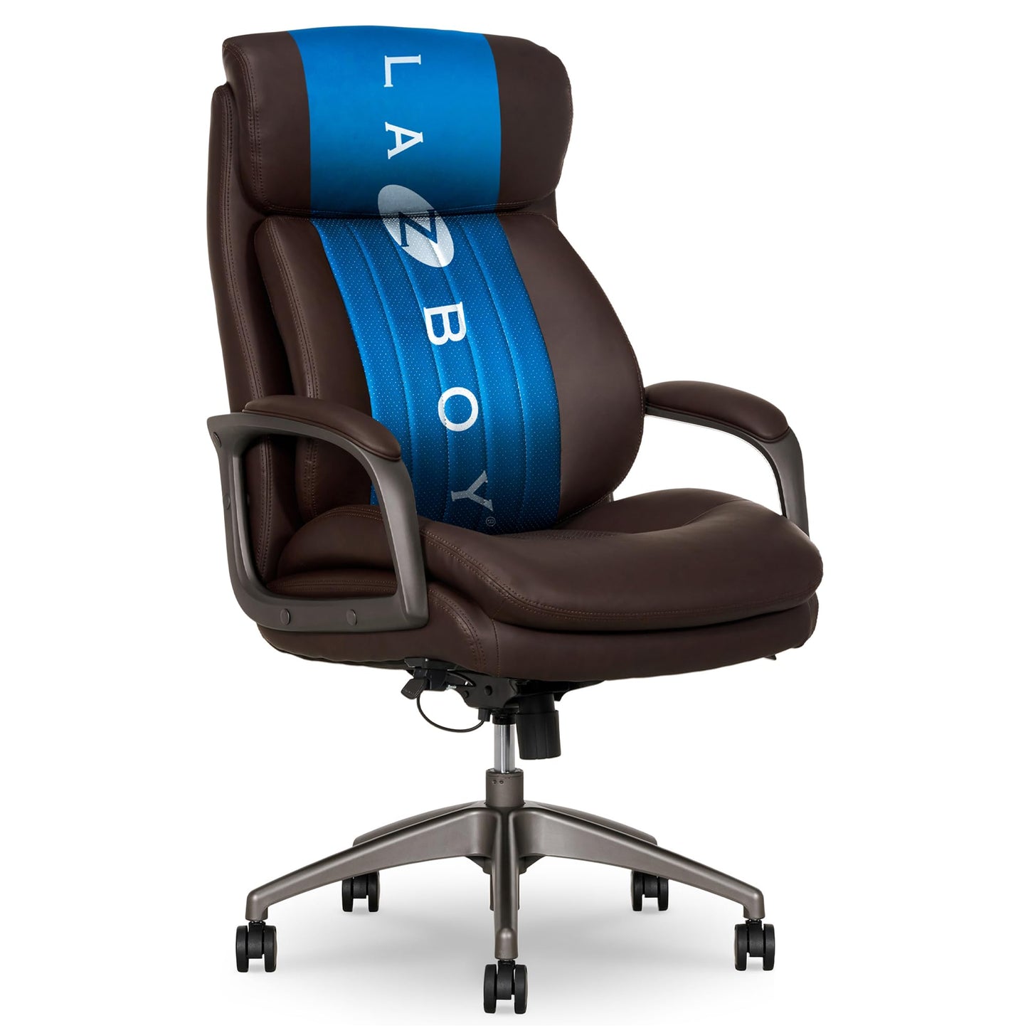 La-Z-Boy Nova Executive Office Chair, Patented AIR Ergonomic Support Technology, High-Back Premium Comfort & Support, Dark Brown Vegan PU Leather