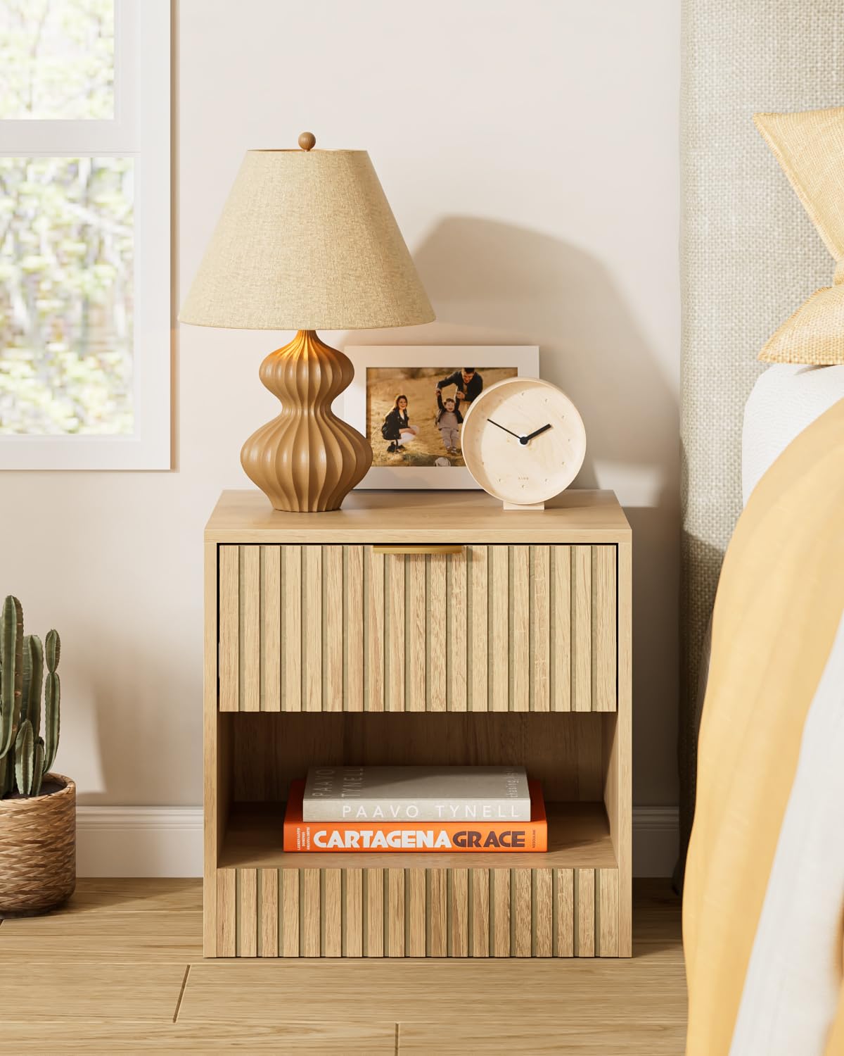 Apetaccat Tiny Night Stand Small Night Stand Modern Bedside Table,Side End Table for Bedroom,Living Room,Office(Natural)