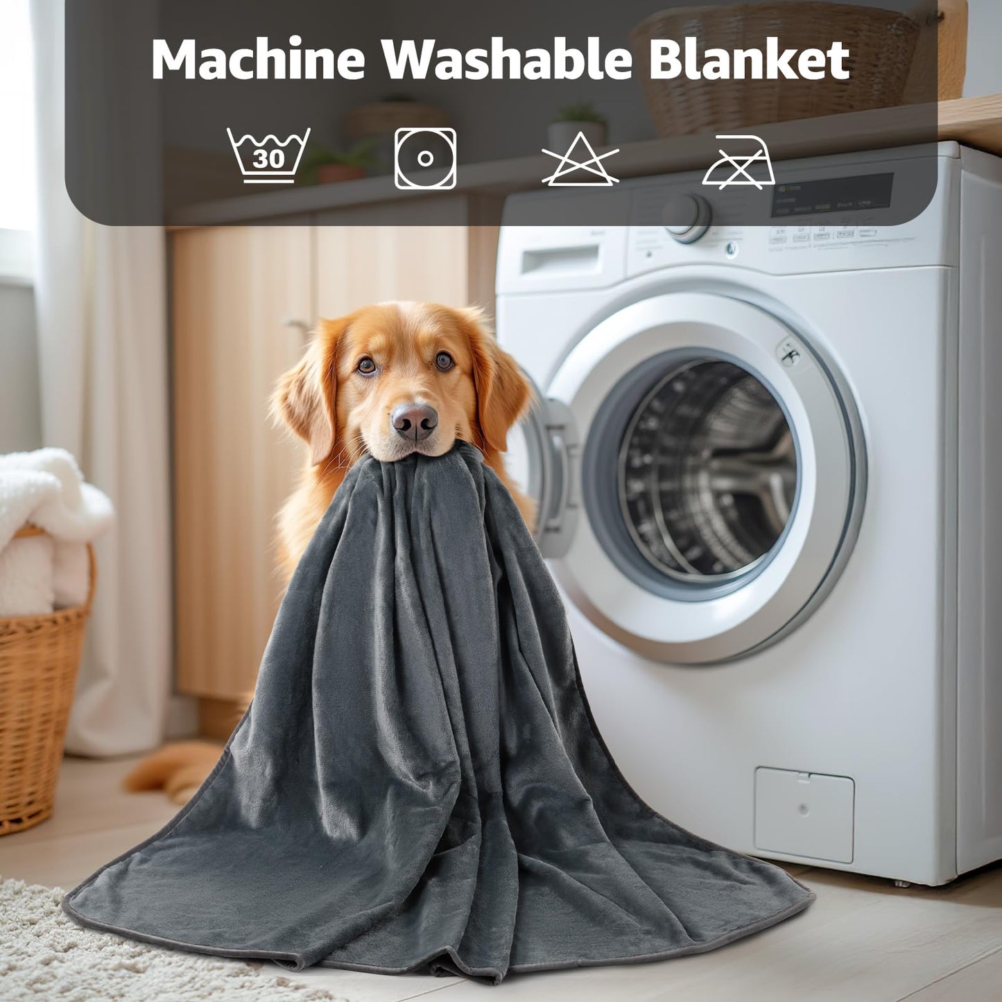 LOOBANI Waterproof Blanket for Bed: Reversible Soft Flannel Love Blanket 60" x 80", Bed Blanket for Couples Washable, Spill-Proof Dog Throw Blanket for Couch, Sofa Protect, Camping, Travel, Grey