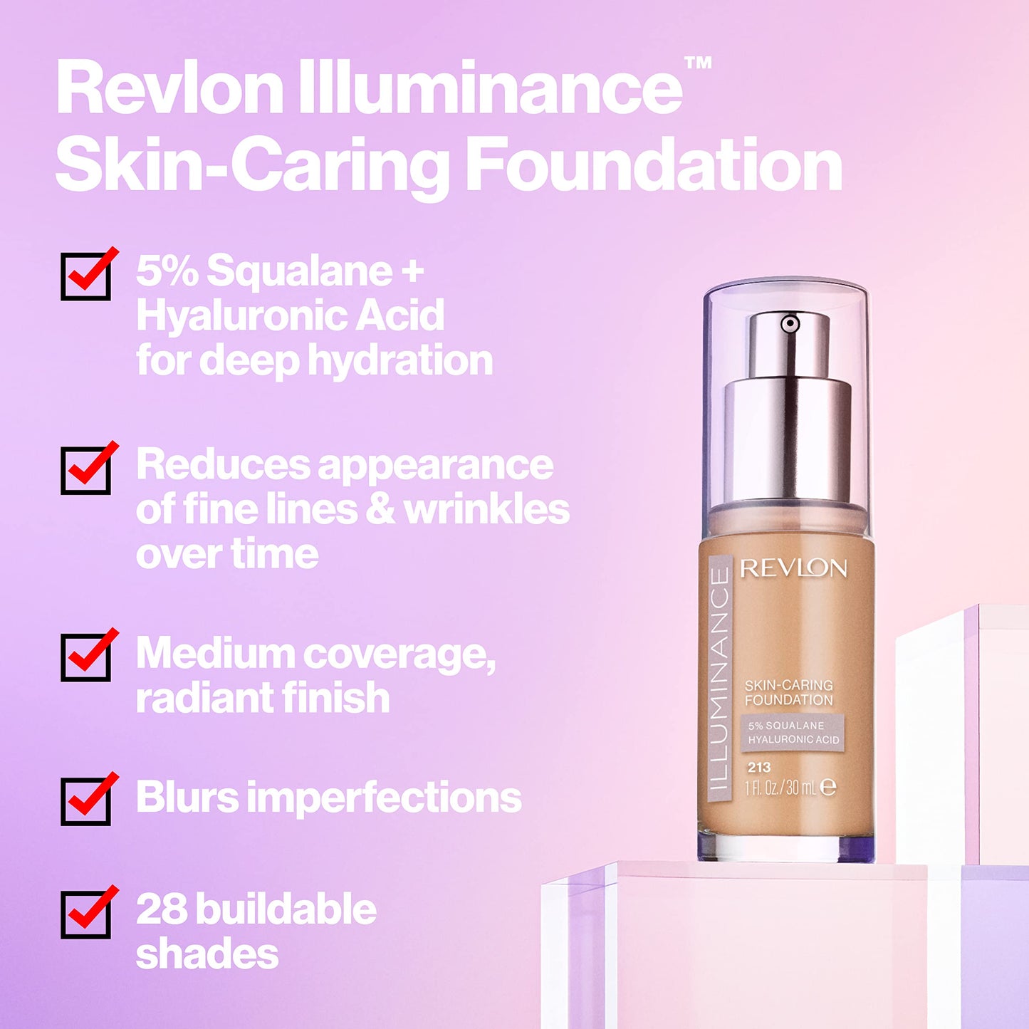 Revlon Illuminance Skin-Caring Liquid Foundation, Hyaluronic Acid, Hydrating and Nourishing Formula with Medium Coverage, 517 Amber, 1 fl oz