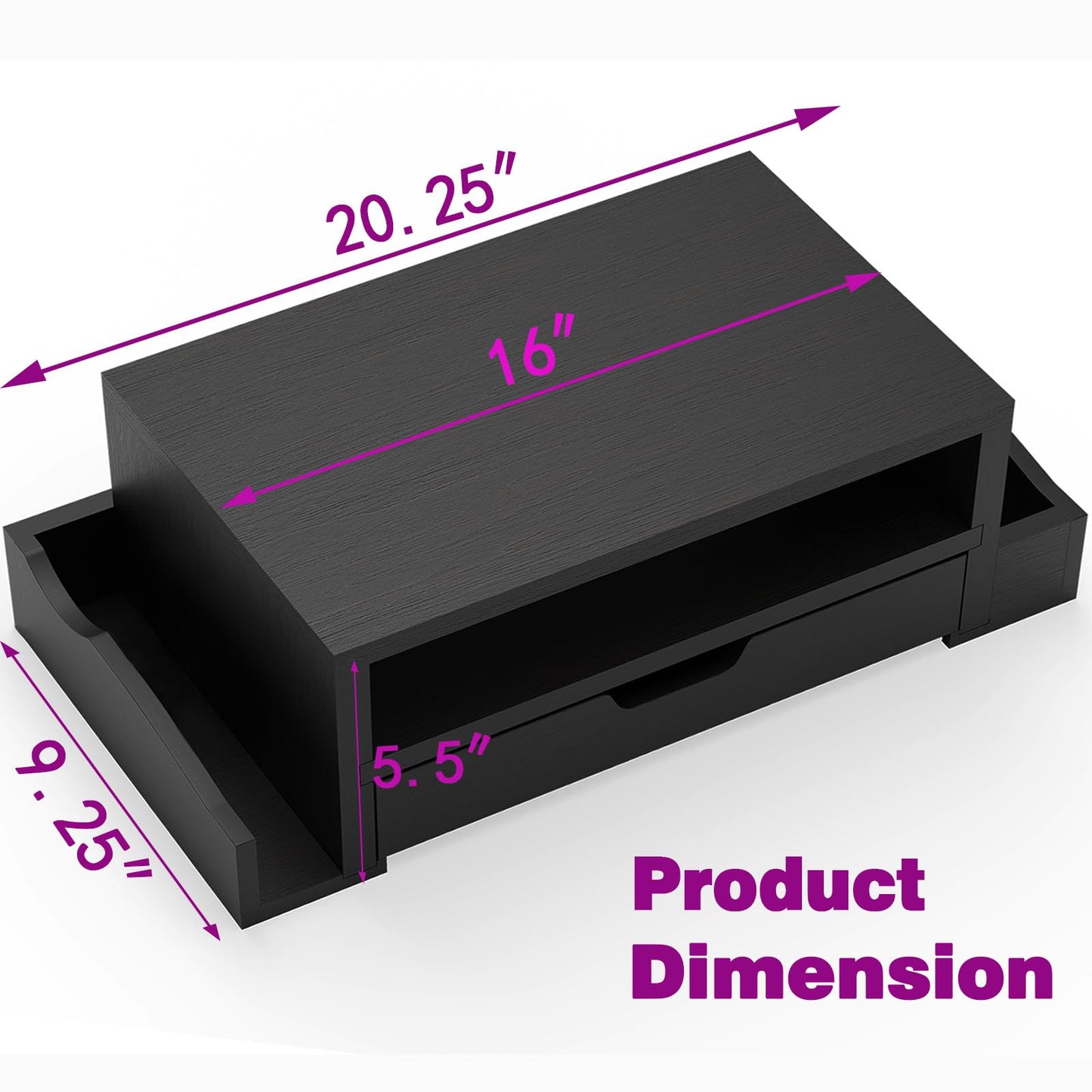 Simple Trending Monitor Stand Riser and Computer Wood Desk Organizer with Drawer and Pen Holder for Laptop, Computer, iMac, Black