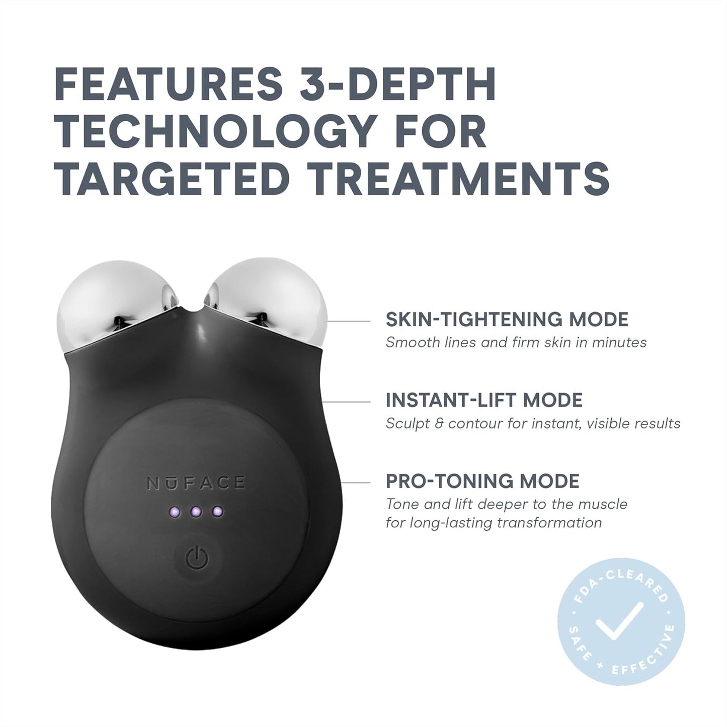 NuFACE MINI+ Microcurrent Facial Device Kit - FDA Cleared Face Sculpting & Skin Tightening Device to Contour, Lift & Tone + Microcurrent Gel Activator & Silk Creme - Midnight Black