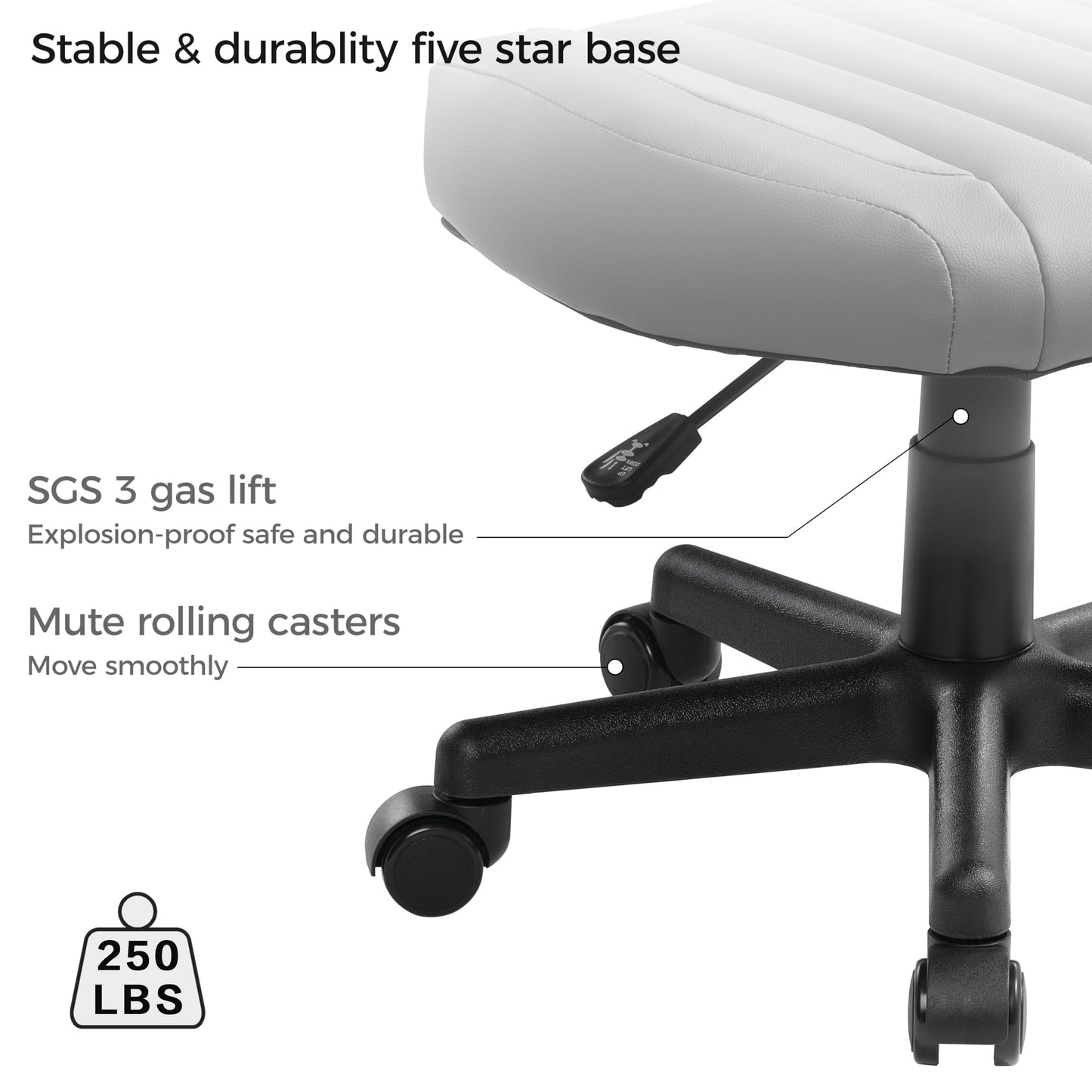 EUREKA ERGONOMIC Height Adjustable Foot Stool,19x18'' Large Seat Under Desk Footrest,Swivel Rolling Chair W Sturdy Wheels,Ottoman Stool Simple Meeting Chair for Home Office,Grey