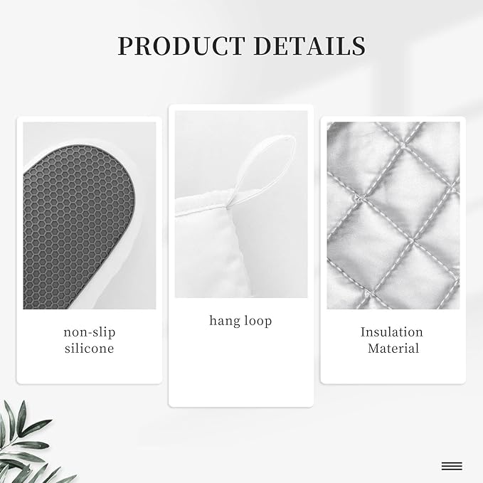 Oven Mitts and Pot Holders Lemon Watercolor Yellow Silicone Kitchen Accessories Set of 4 Heat Resistant Long Gloves Potholder Non-Slip Grip for Chef Cooking Baking Grilling BBQ