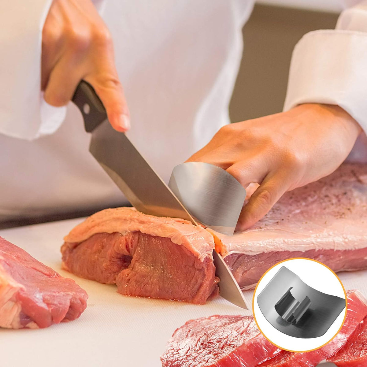 1PCS Stainless Steel Onion Holder Slicer, 2PCS Finger Guard, Holder Slicer for Vegetables, Tomato, Lemon, Meat