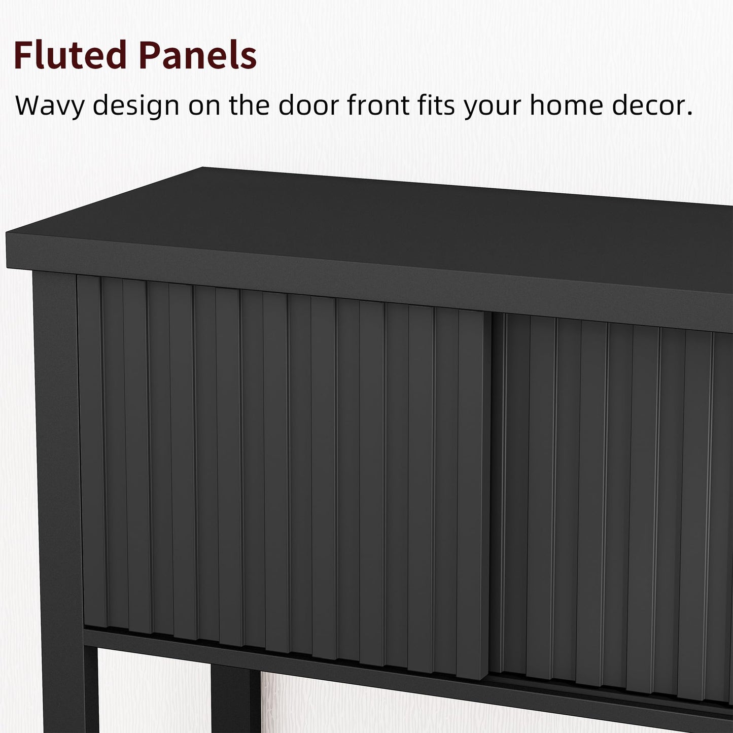 FJTFORME 31.5" Black Entryway Console Table with Sliding Drawer Doors, Narrow 2-Tier Sofa Table with Storage Shelf for Hallway, Living Room, or Office