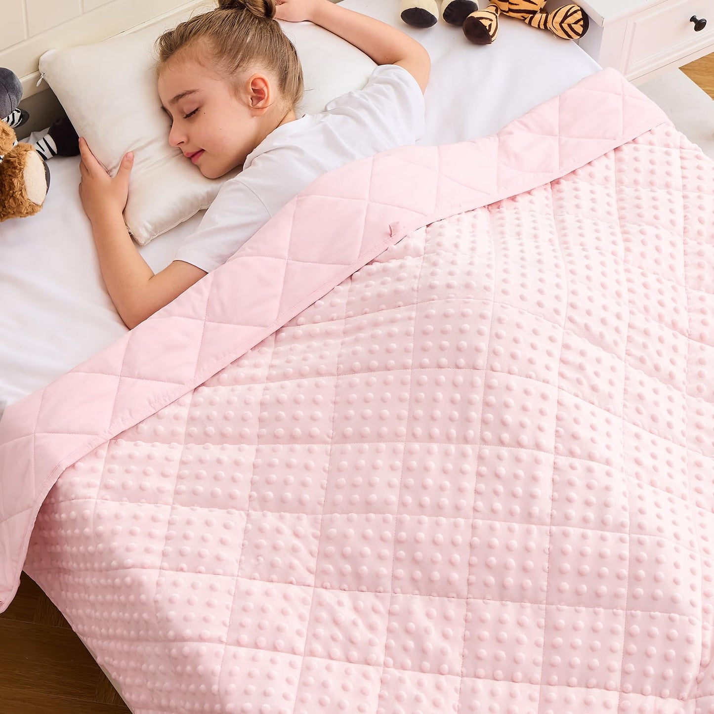 Weighted Blanket Kid 5 Pounds Blanket for Girls Washable Heavy Blanket Microfiber Children Weighted Throw Blankets Winter Weighted Comforter Blankets for 5+Years, 36 * 48in, Pink