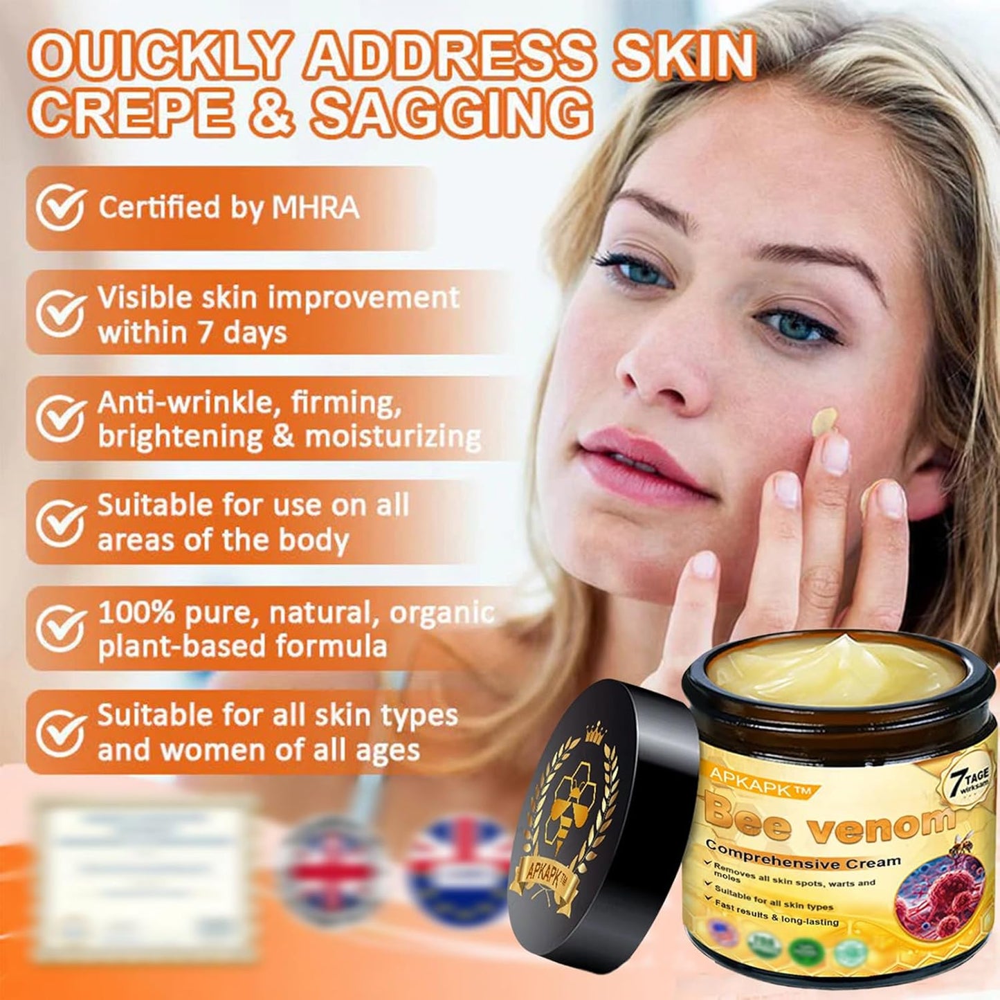 Bee Venom Comprehensive Cream, Professional bee venom cream for Removing and Repair, Bee Venom Skin Treatment Cream, Natural Serum Suitable for All Skin Types (1 Pack)