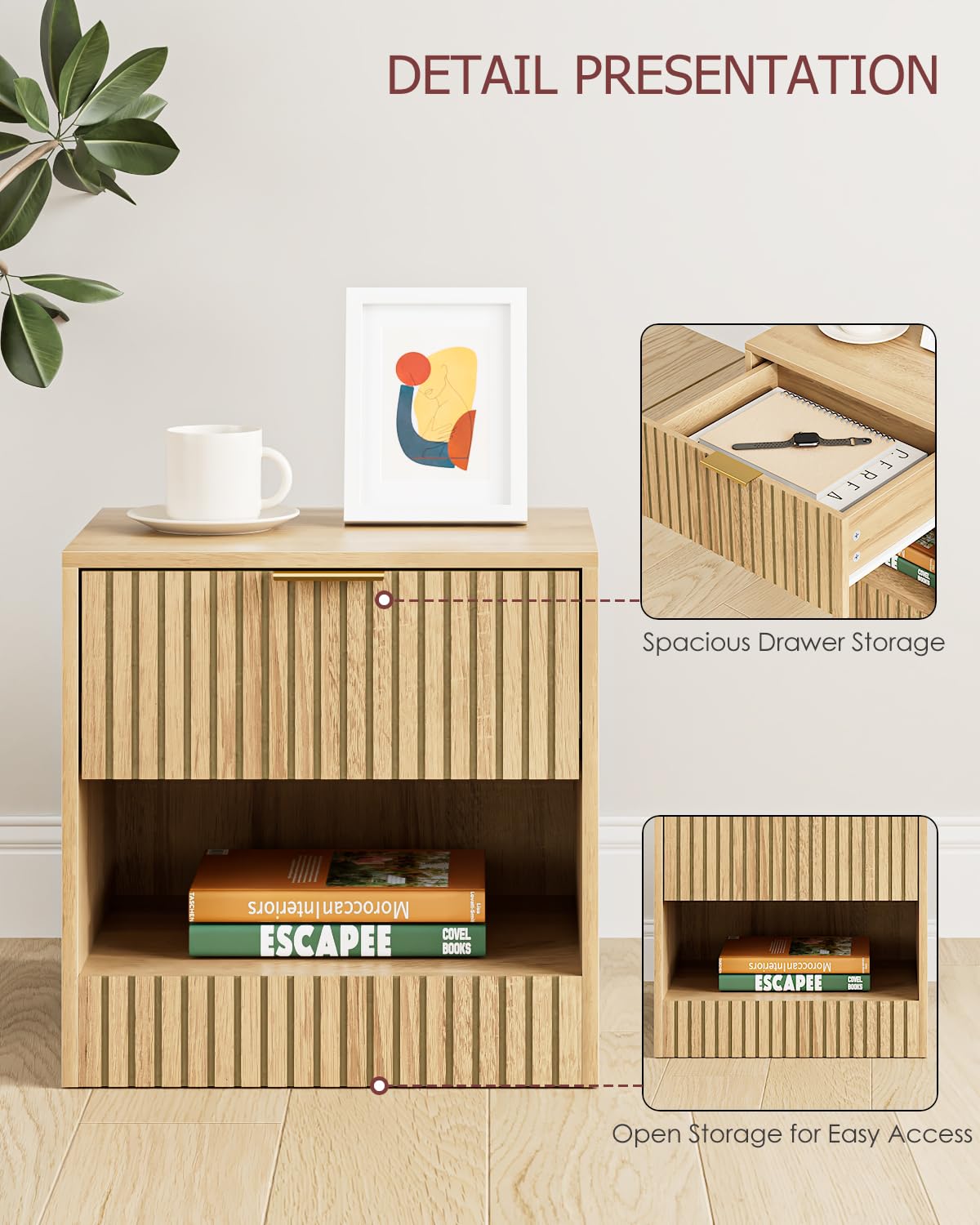Apetaccat Tiny Night Stand Small Night Stand Modern Bedside Table,Side End Table for Bedroom,Living Room,Office(Natural)