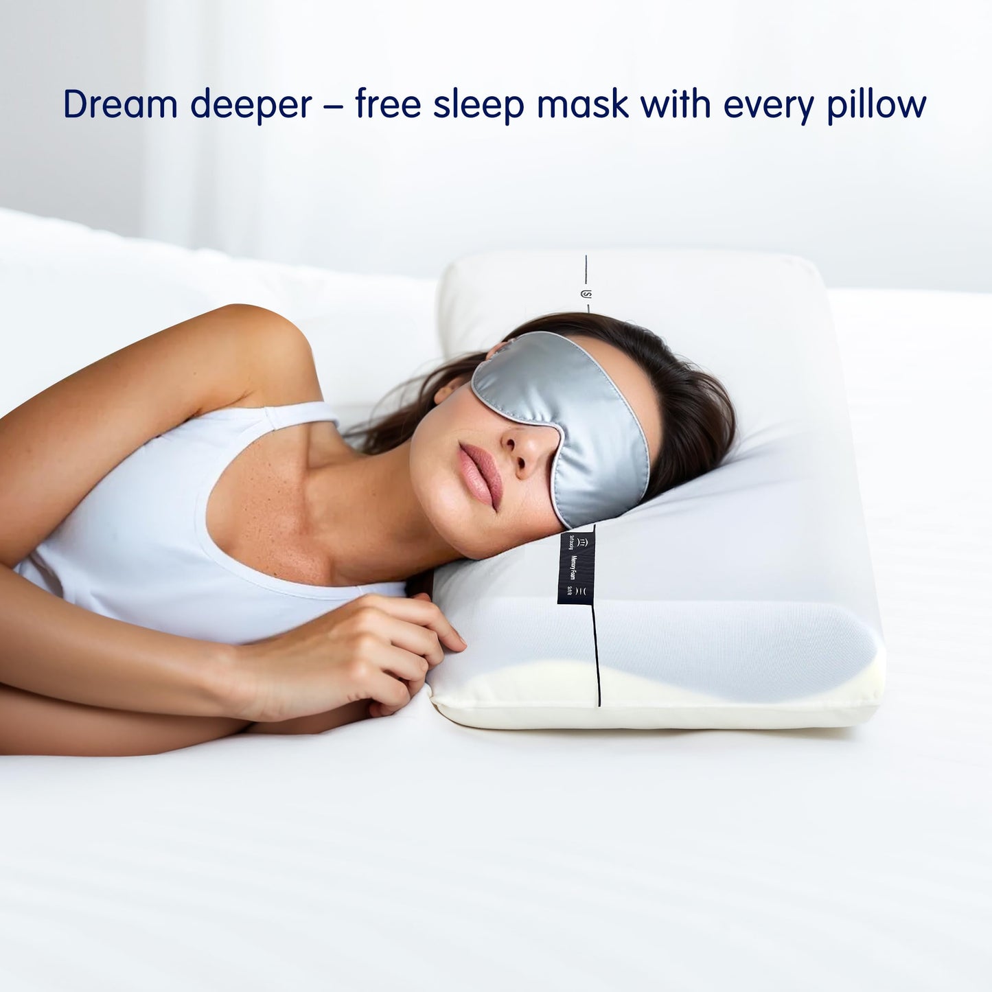 SyMax Cooling Memory Foam Pillow for Neck Pain Relief, Firm Ergonomic Cervical Neck Pillow, Soft Supportive Pillows for Side, Back, Stomach Sleepers, Two Firmness, Free Eye Mask Included
